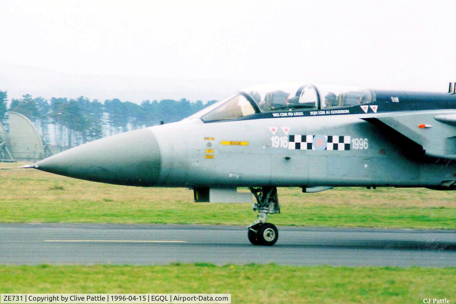 ZE731, 1987 Panavia Tornado F.3 C/N 658/AS047/3293, Nose shot whilst coded GF of RAF 43 Sqn at RAF Leuchars in April 1996
