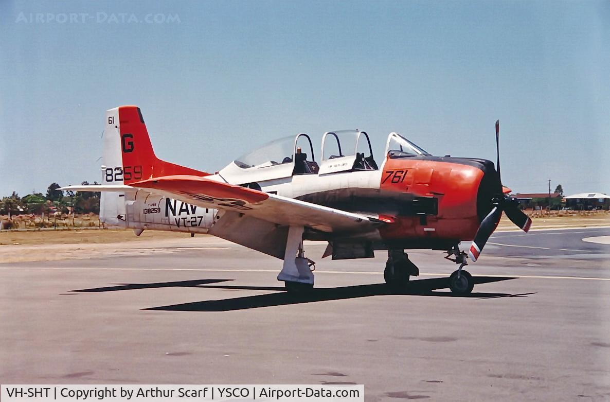 VH-SHT, 1954 North American T-28B Trojan C/N 200-330, VH-SHT Scone NSW c.1990