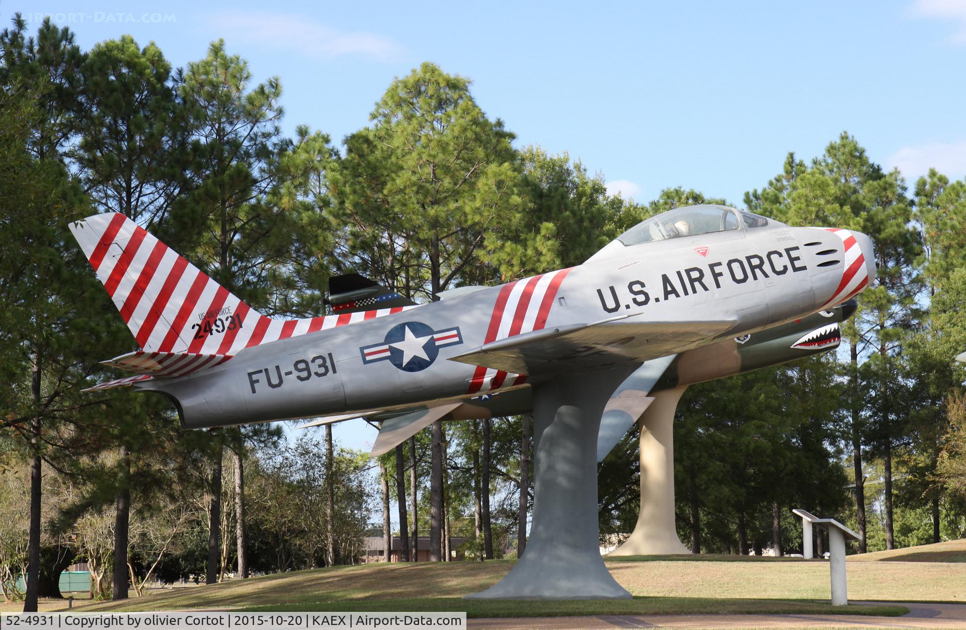 52-4931, 1952 North American F-86F Sabre C/N 191-627, Flying tiger memorial, Alexandria LA