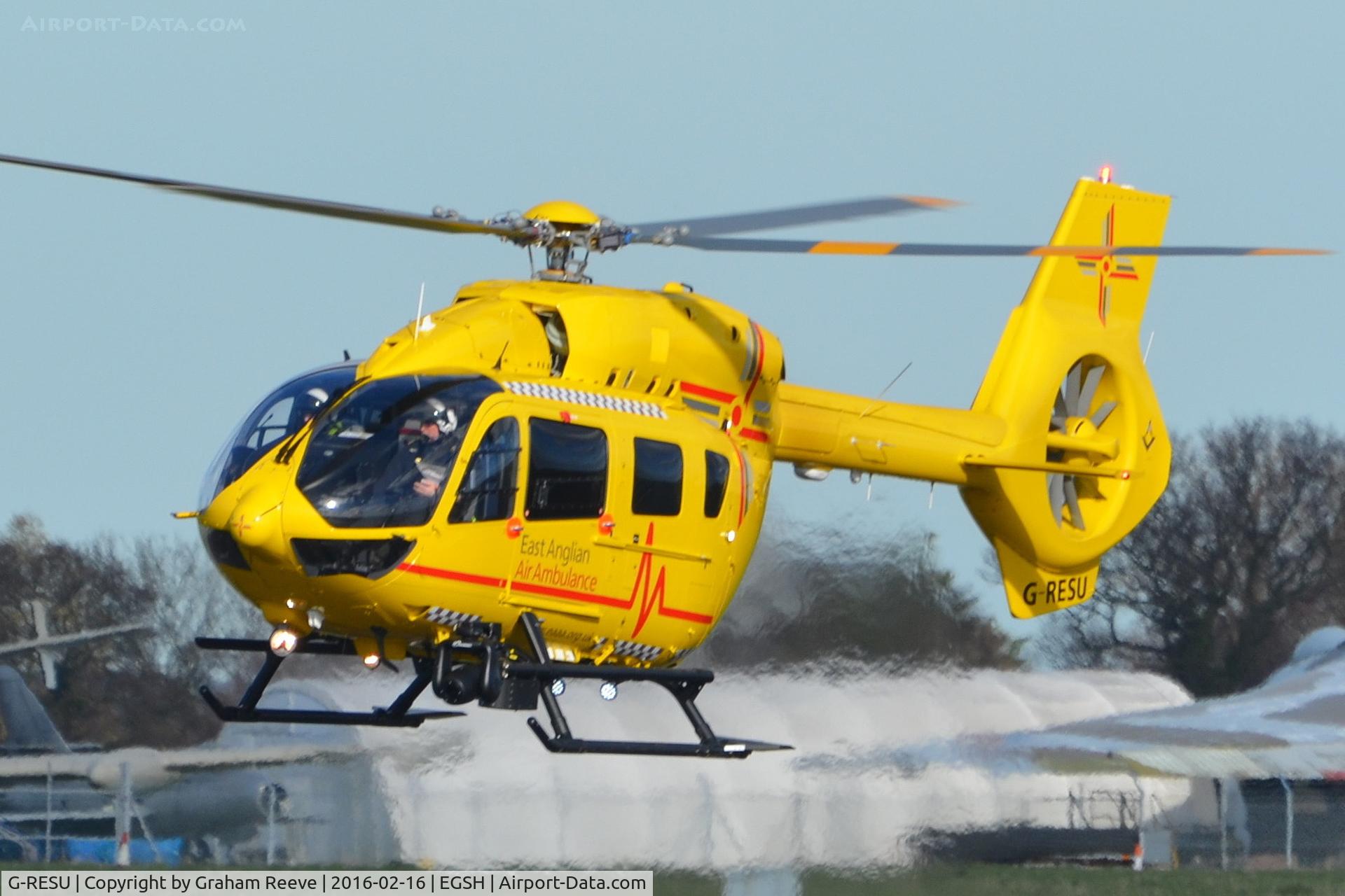 G-RESU, 2015 Airbus Helicopters EC-145T-2 (BK-117D-2) C/N 20052, Departing from Norwich.
