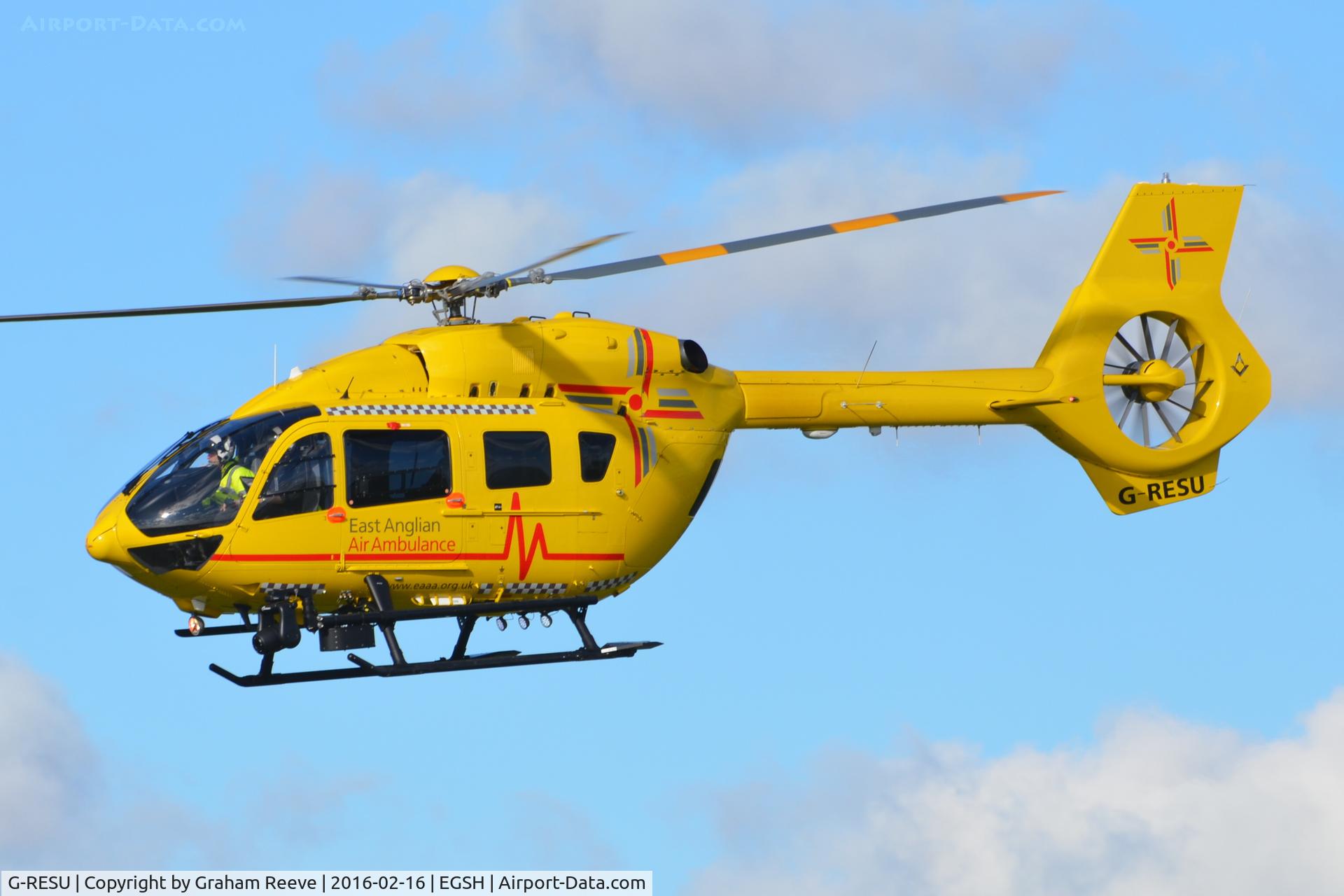 G-RESU, 2015 Airbus Helicopters EC-145T-2 (BK-117D-2) C/N 20052, Departing from Norwich