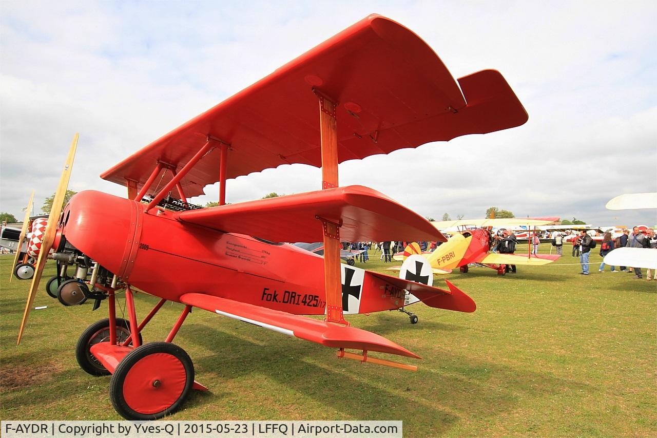 F-AYDR, 2011 Fokker Dr.1 Triplane Replica C/N 11178, Fokker Dr.1 Triplane Replica, Static display, La Ferté-Alais airfield (LFFQ) Airshow 2015