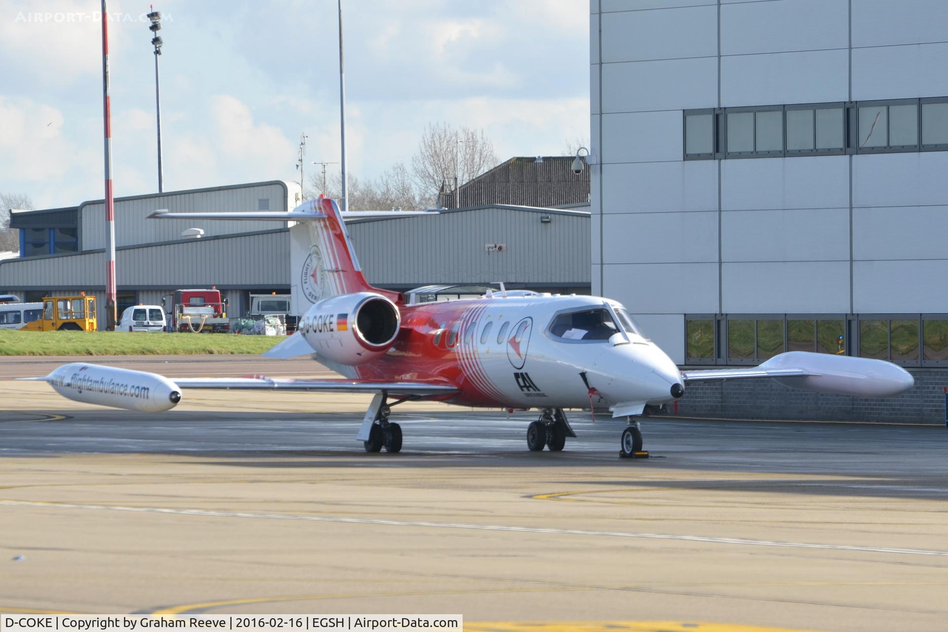 D-COKE, 1981 Gates Learjet 35A C/N 35A-447, Parked at Norwich.