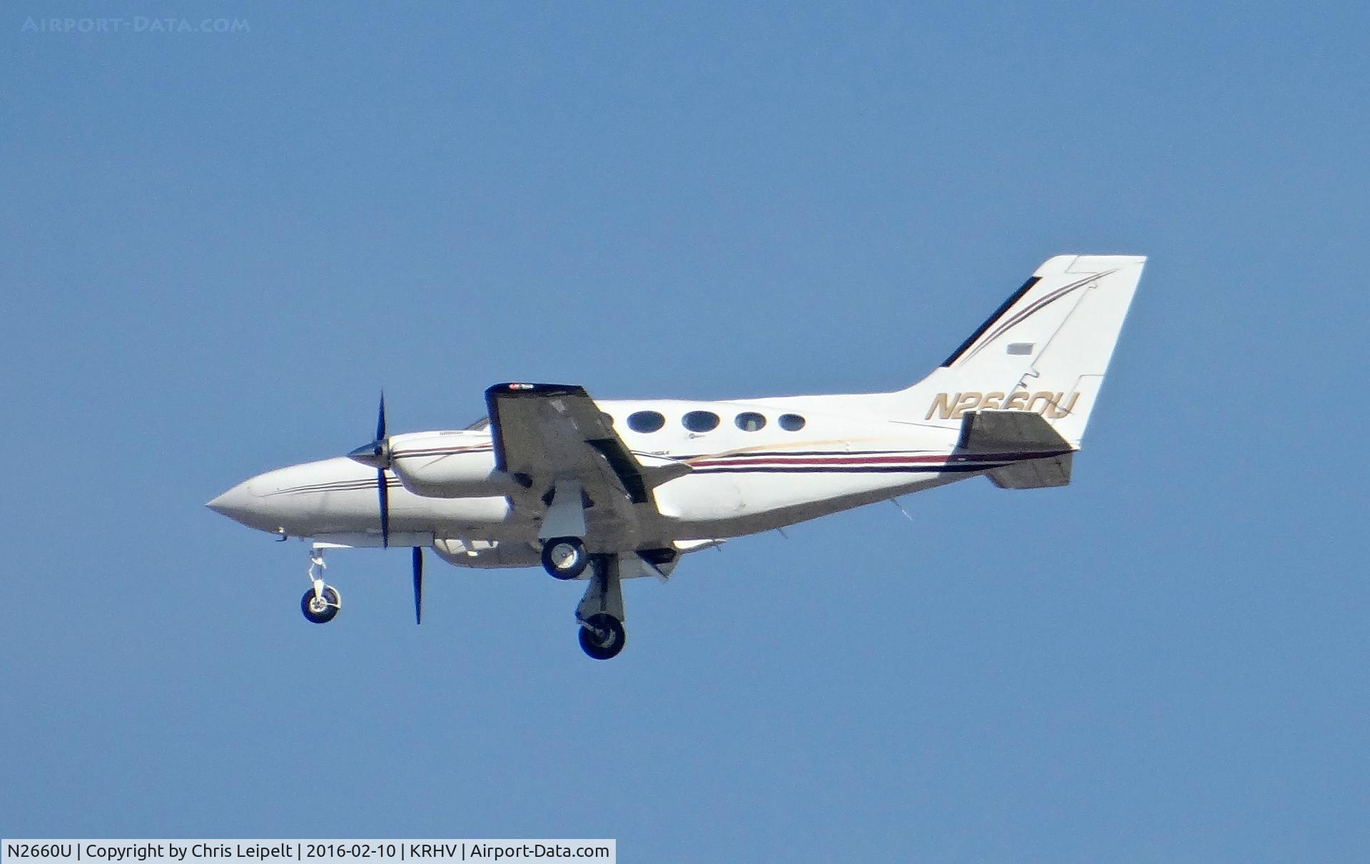 N2660U, 1981 Cessna 421C Golden Eagle C/N 421C1210, San Jose Surgical Supply (San Jose, CA) 1981 Cessna 421C landing runway 31R at Reid Hillview Airport, San Jose, CA.