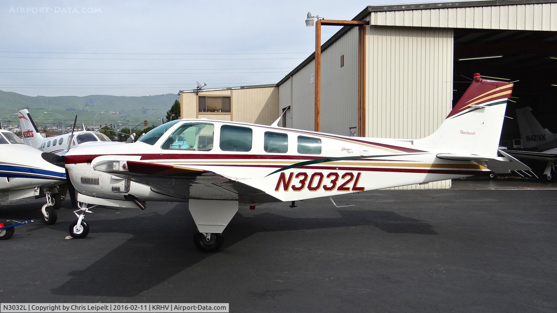N3032L, 1999 Raytheon B36TC Bonanza C/N EA-632, Locally-based 1999 Beechcraft B36TC Bonanza parked in front of the Lafferty Aircraft Sales hangar at Reid Hillview Airport, San Jose, CA. It's for sale at the time of this upload.