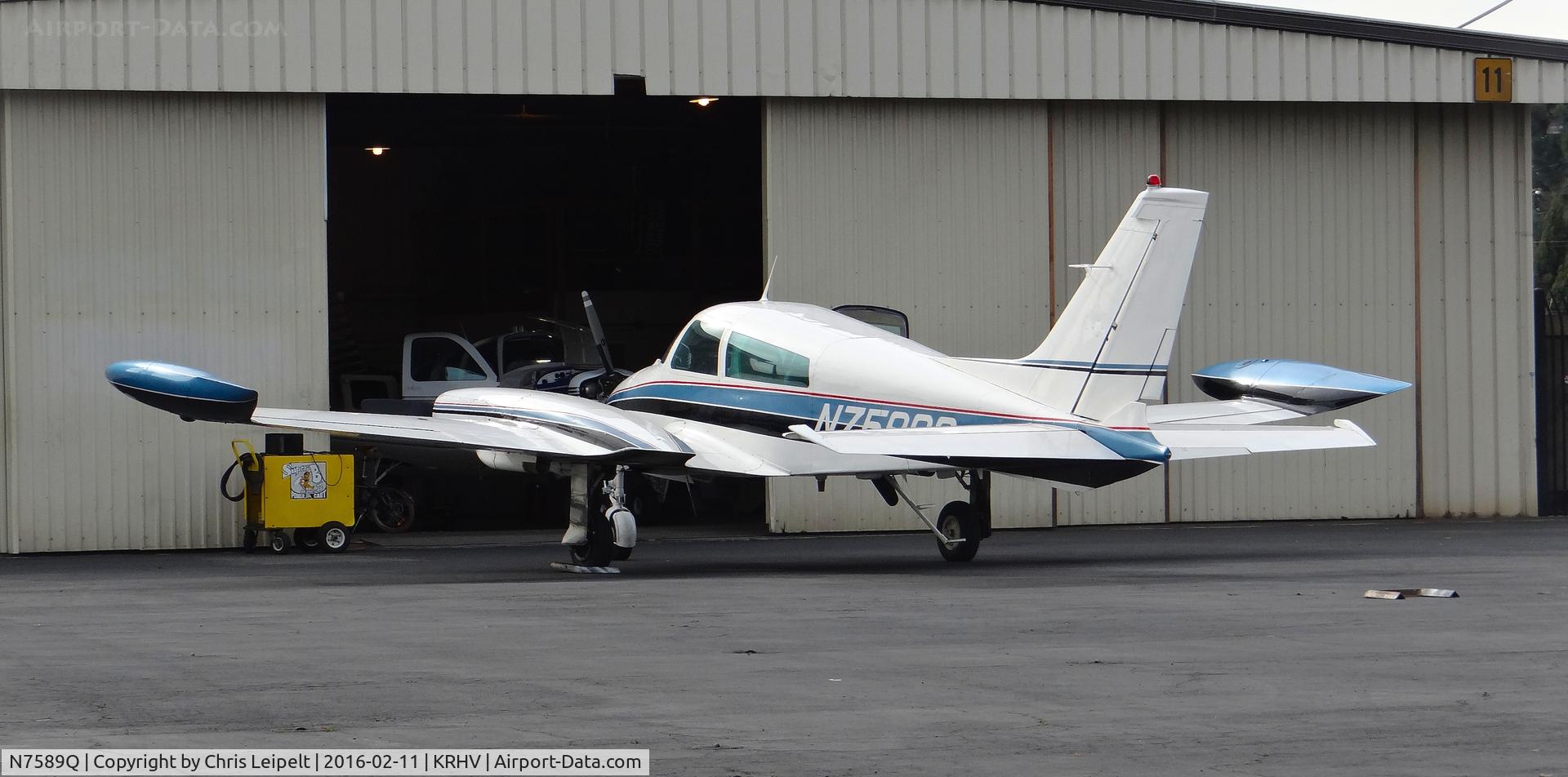 N7589Q, 1970 Cessna 310Q C/N 310Q0089, Temptation Motors LTD (Hayward, CA) 1970 Cessna 310Q parked in front of the Aerial Avionics hangar at Reid Hillview Airport, San Jose, CA.