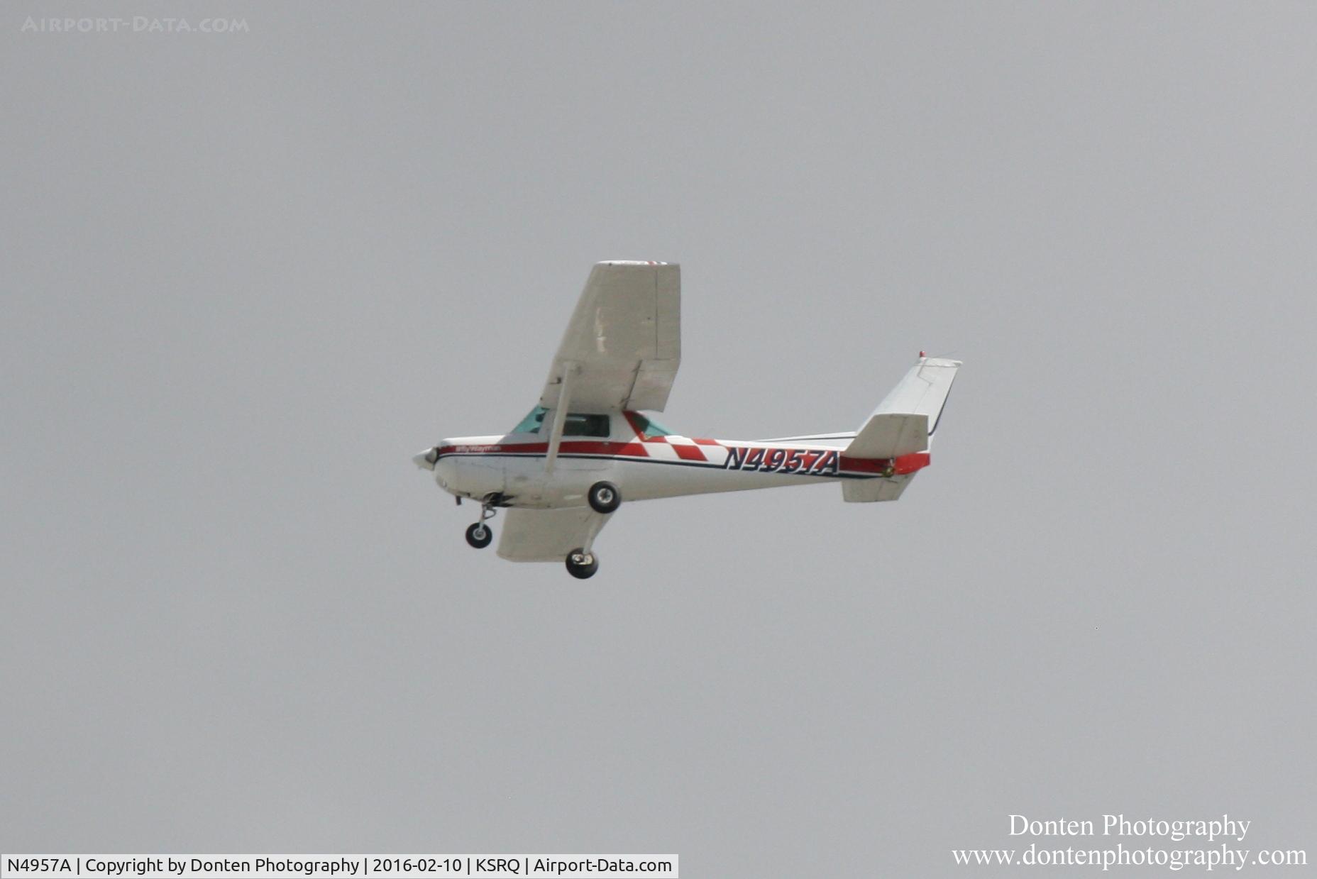 N4957A, 1979 Cessna A152 Aerobat C/N A1520915, Cessna 152 (N4957A) arrives at Sarasota-Bradenton International Airport following flight from Opa-Locka Airport
