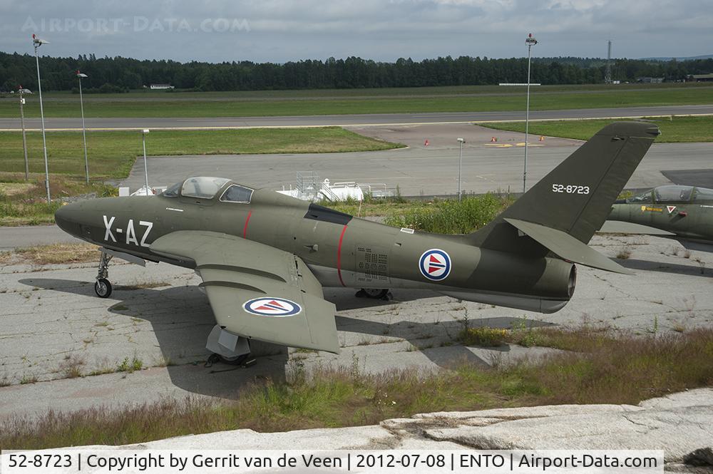 52-8723, 1952 Republic RF-84F Thunderflash C/N Not found 52-8723, Aircraft X-AZ displayed at Torp Norway