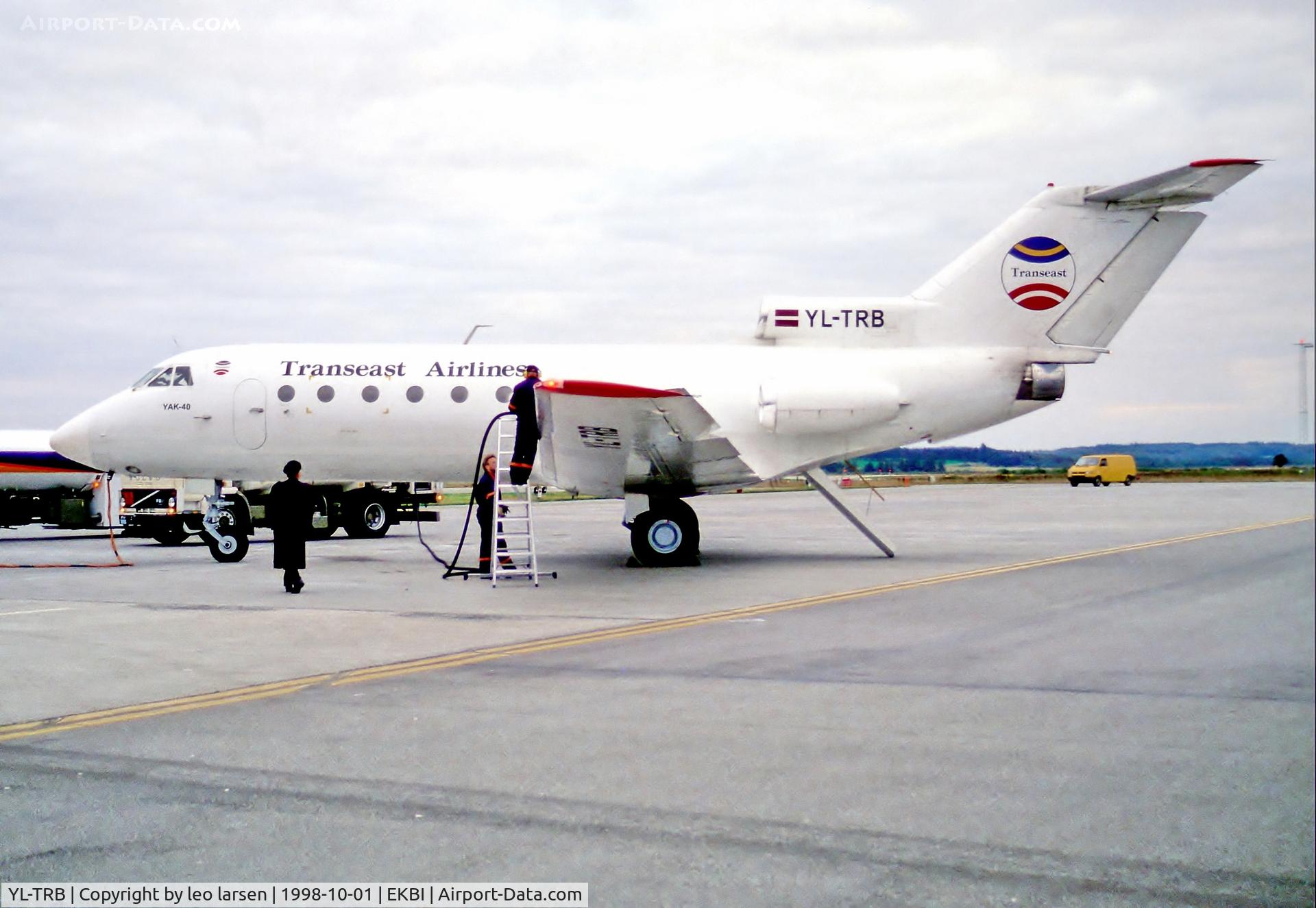 YL-TRB, 1977 Yakovlev Yak-40 C/N 9721353, Billund Denmark 1.10.98