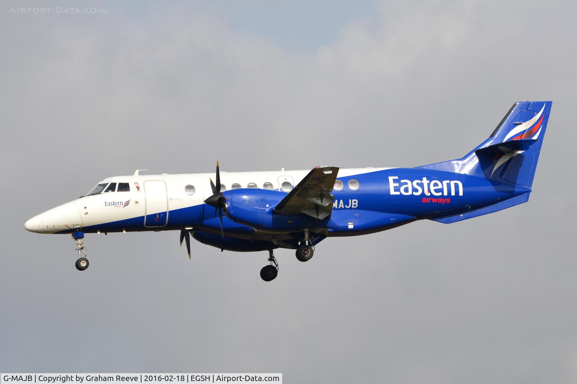 G-MAJB, 1993 British Aerospace Jetstream 41 C/N 41018, Landing at Norwich.