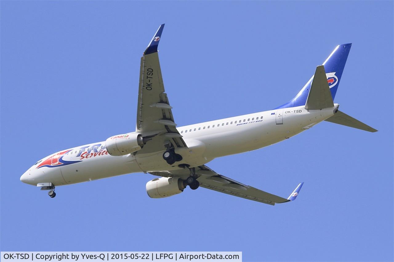 OK-TSD, 2014 Boeing 737-8Q8 C/N 41795, Boeing B737-8Q8(WL), Short approach rwy 27R, Roissy Charles De Gaulle Airport (LFPG-CDG)