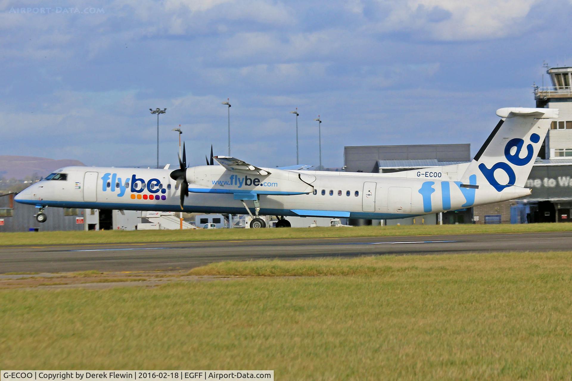 G-ECOO, 2009 De Havilland Canada DHC-8-402Q Dash 8 C/N 4237, Dash 8, Flybe,  callsign Jersey 7PR, previously C-FUOH, seen departing runway 30 en-route to Belfast City.
