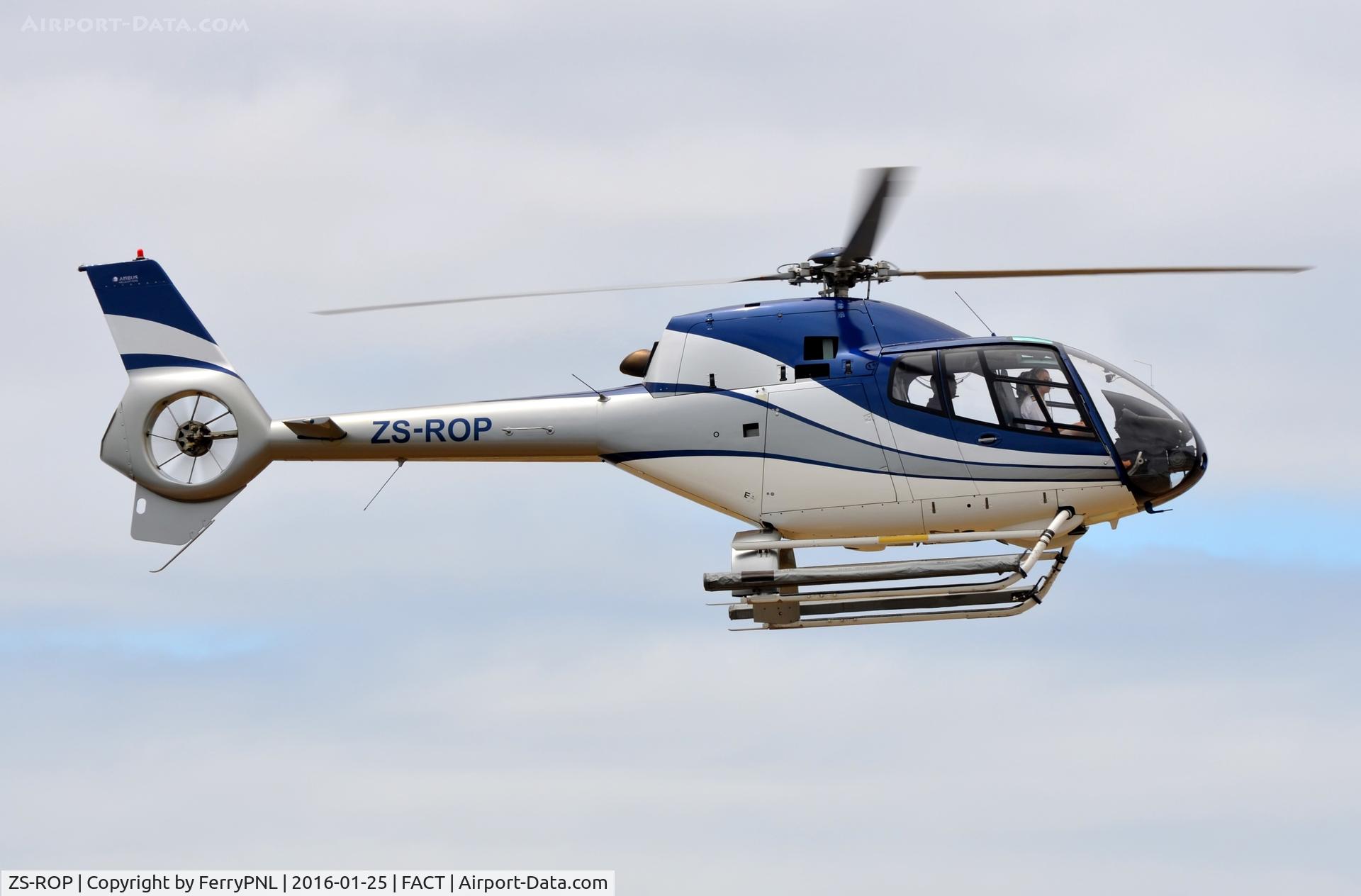 ZS-ROP, 2002 Eurocopter EC-120B Colibri C/N 1332, EC120 coming back from a flight to Robben Island.