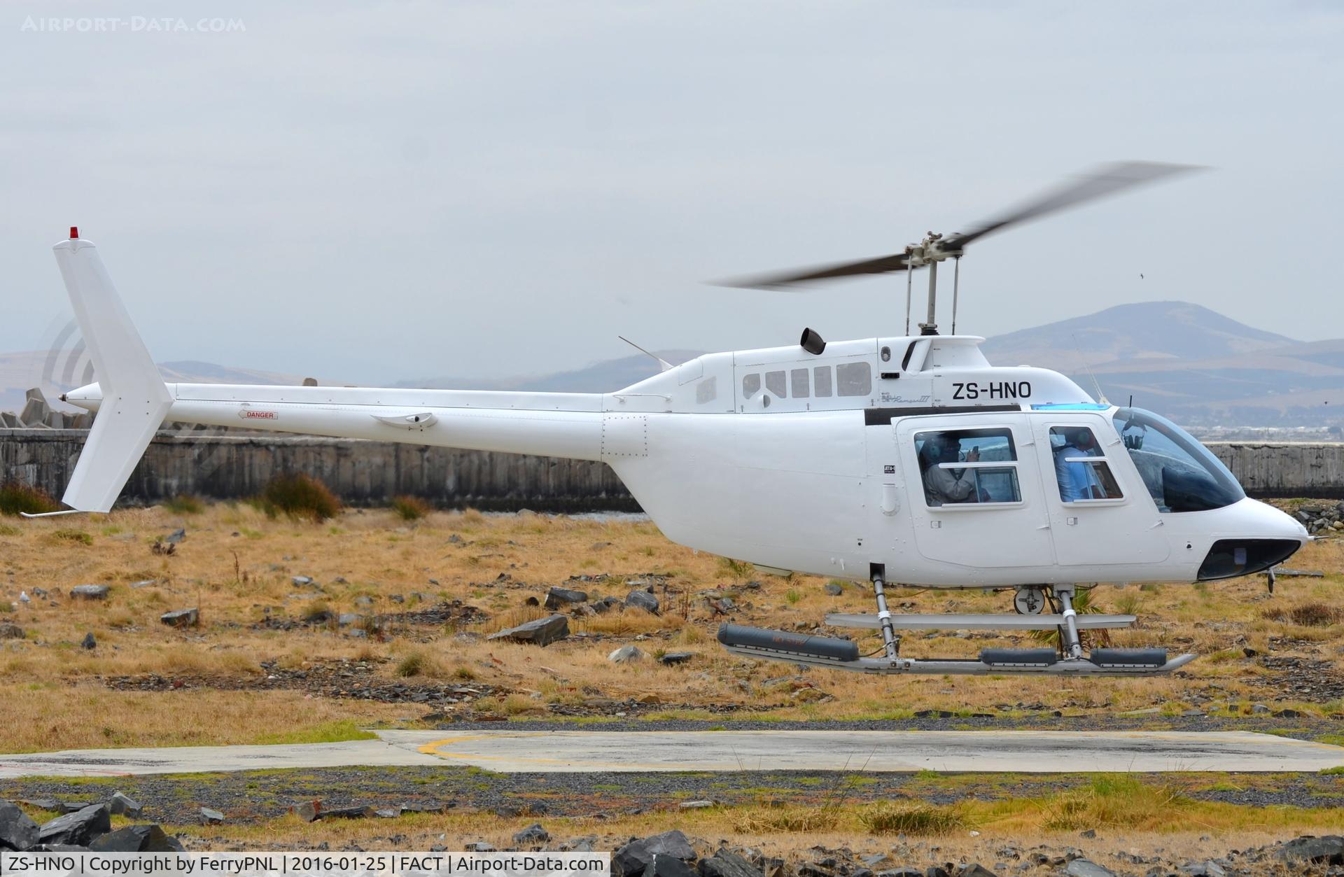 ZS-HNO, Bell 206B JetRanger III C/N 3294, Bell 206 lifting off for a sight seeing flight.