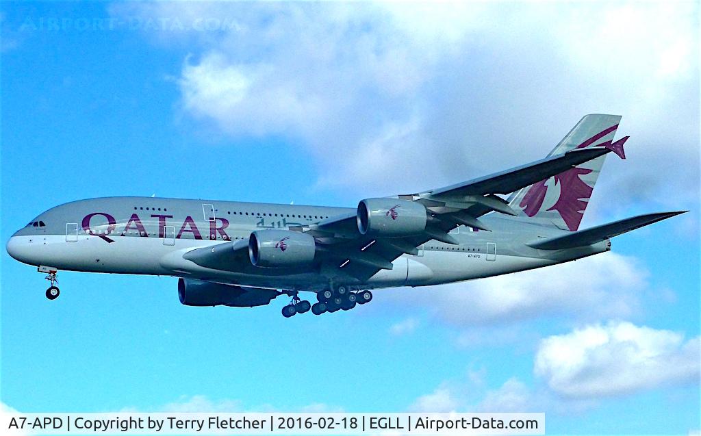 A7-APD, 2014 Airbus A380-861 C/N 160, 2014 Airbus A380-861, c/n: 160 of Qatar at Heathrow