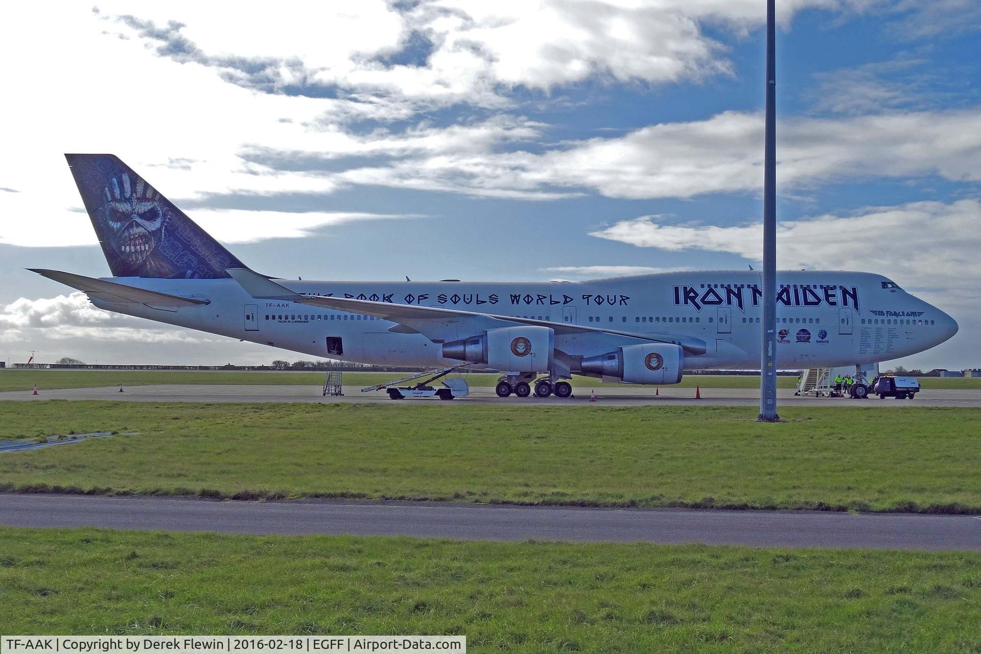 TF-AAK, 2003 Boeing 747-428 C/N 32868, 747-428, Air Atlanta Icelandic, Iron Maiden's Ed Force One, previously F-GITH, parked up.