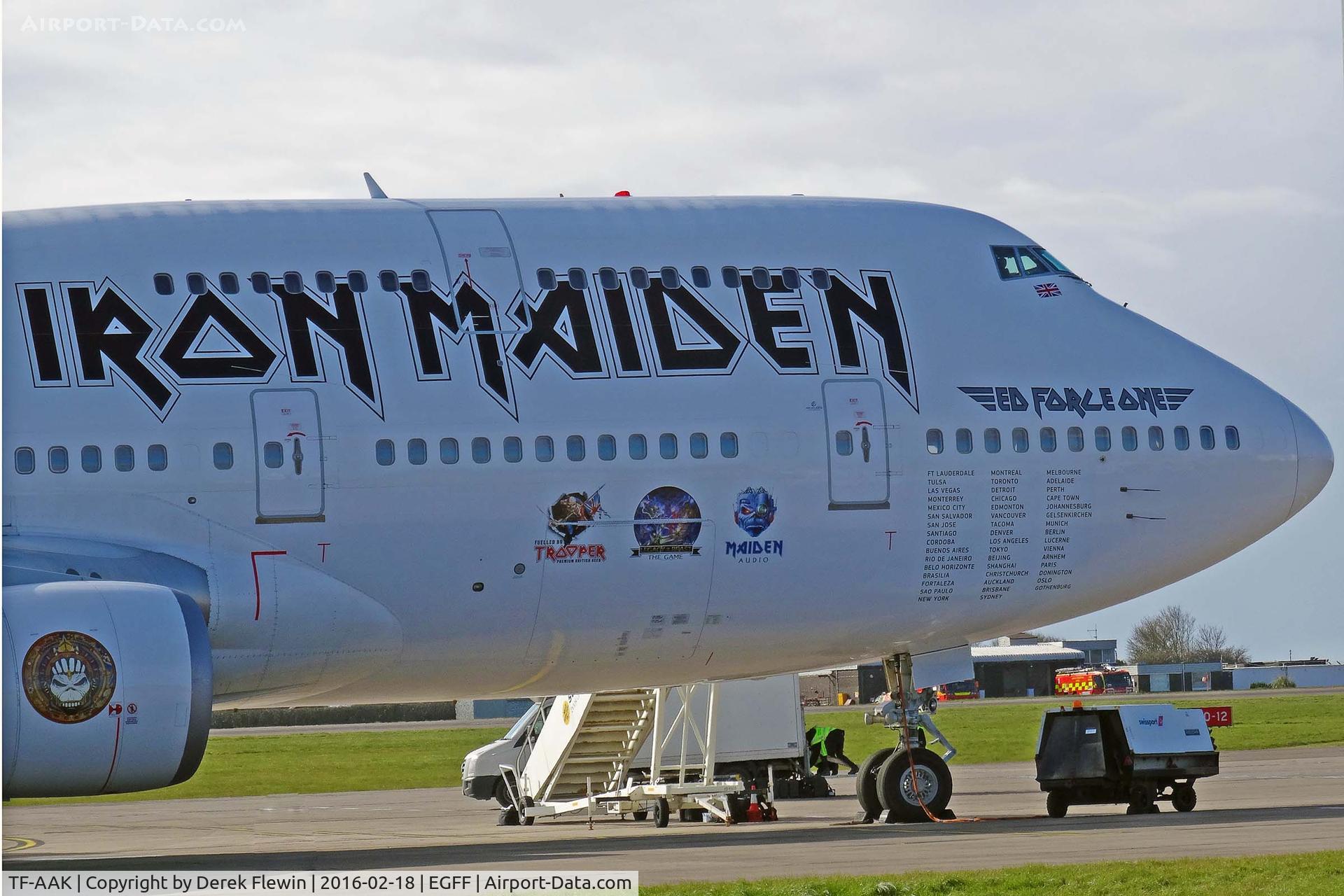 TF-AAK, 2003 Boeing 747-428 C/N 32868, 747-428, Air Atlanta Icelandic, Iron Maiden's Ed Force One, previously F-GITH, nose art.