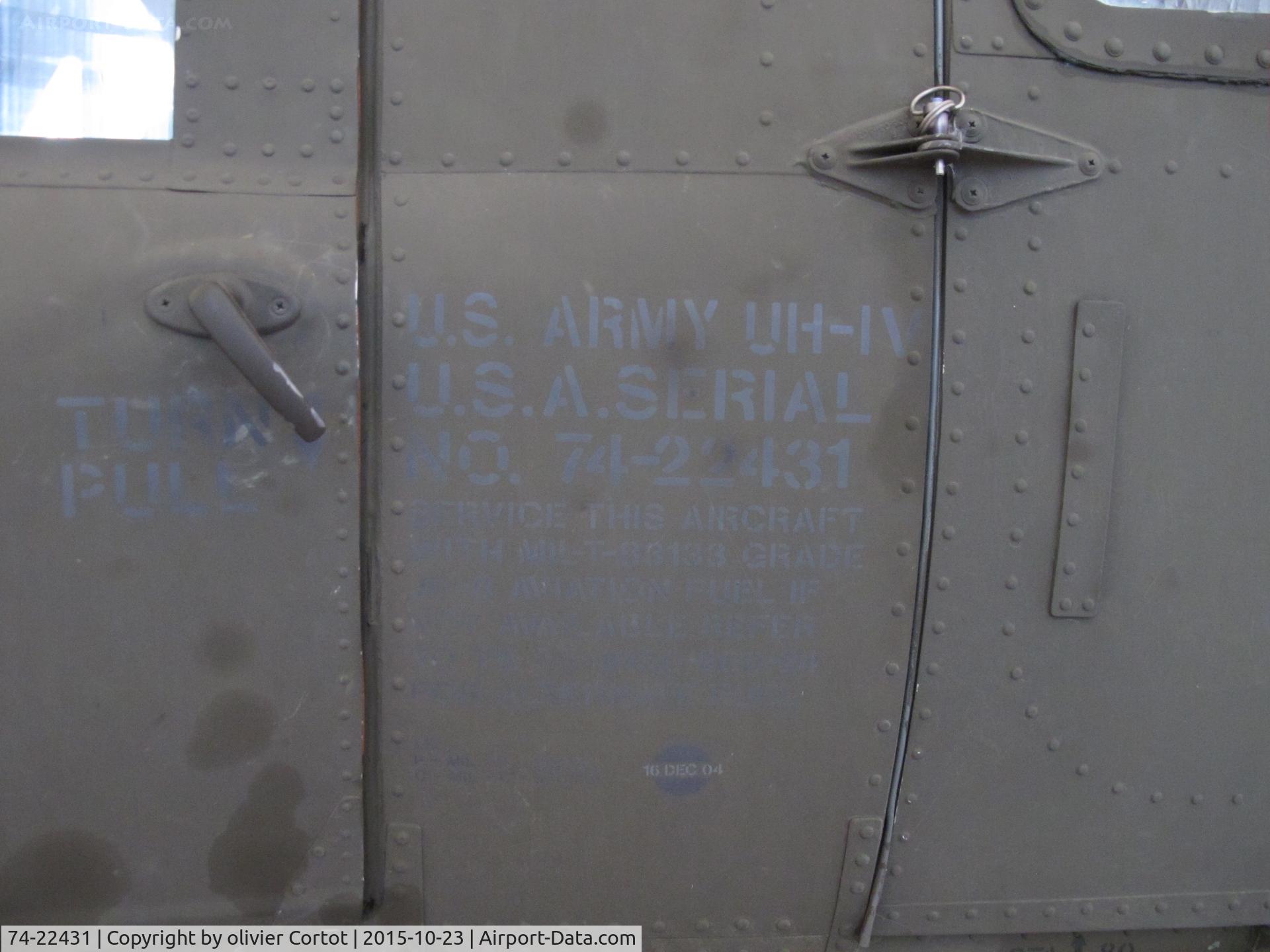 74-22431, 1974 Bell UH-1V Iroquois C/N 13755, data markings