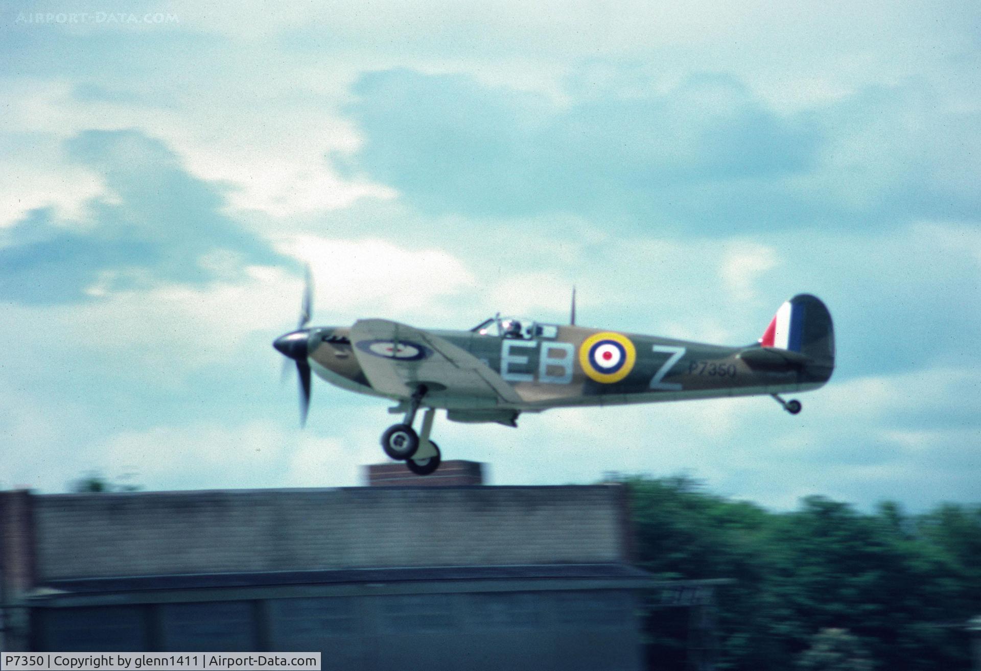 P7350, 1940 Supermarine 329 Spitfire IIa C/N CBAF.14, RAF B.O.B. flight aircraft, taken by myself  at RAF Church Fenton tadcaster nr York u.k. at an early 1980's SAFA air display