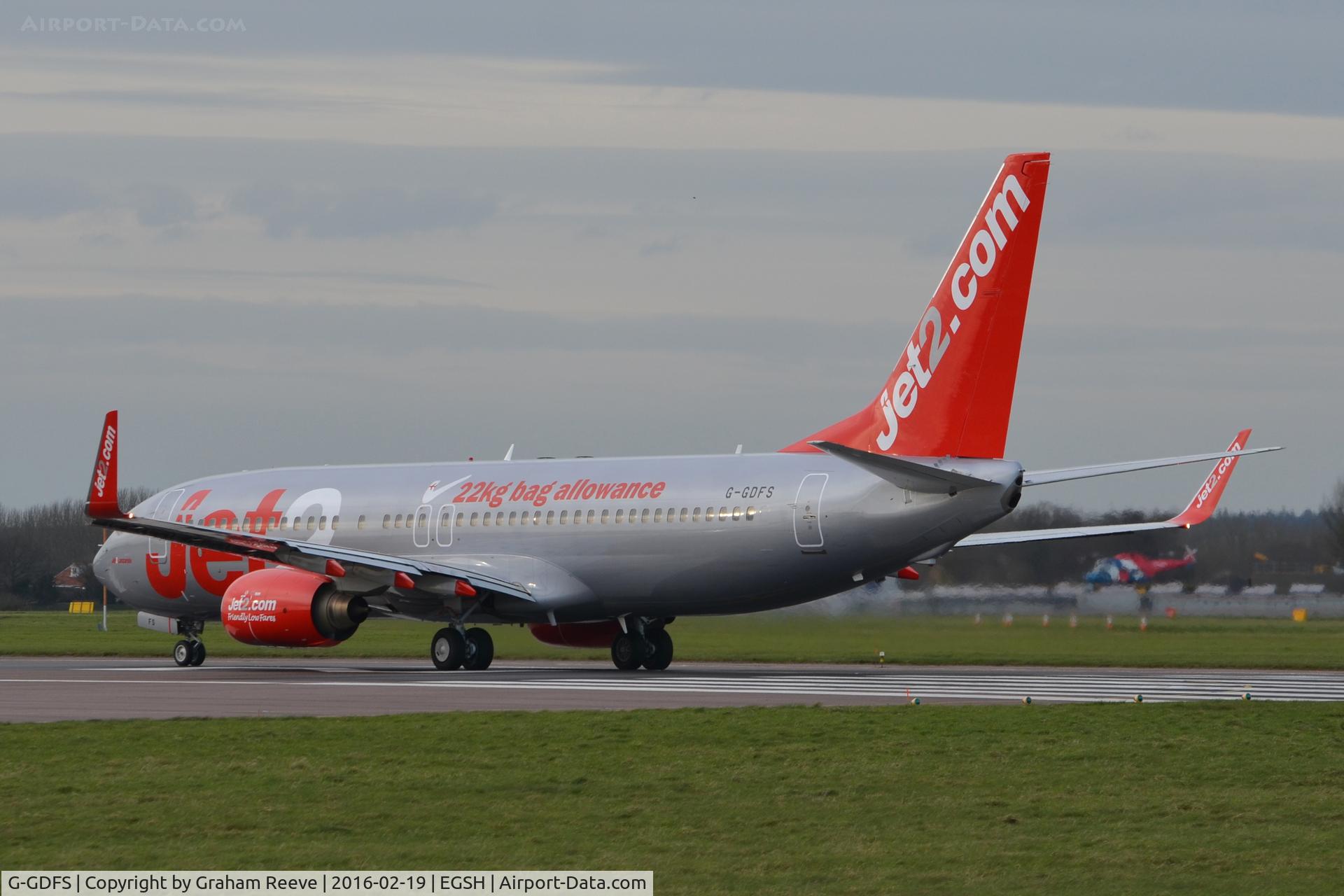 G-GDFS, 2001 Boeing 737-86N C/N 32243, About to depart on an air test.