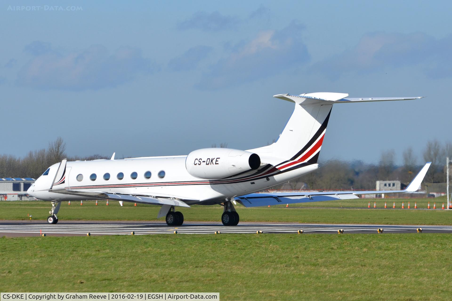 CS-DKE, 2005 Gulfstream Aerospace GV-SP (G550) C/N 5094, About to depart from Norwich.