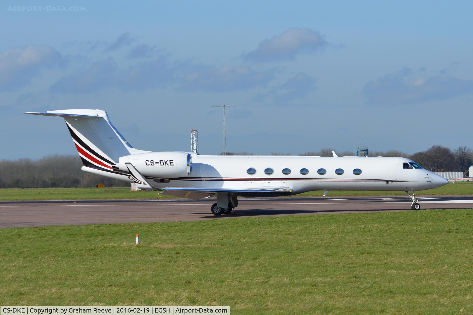CS-DKE, 2005 Gulfstream Aerospace GV-SP (G550) C/N 5094, About to depart from Norwich.