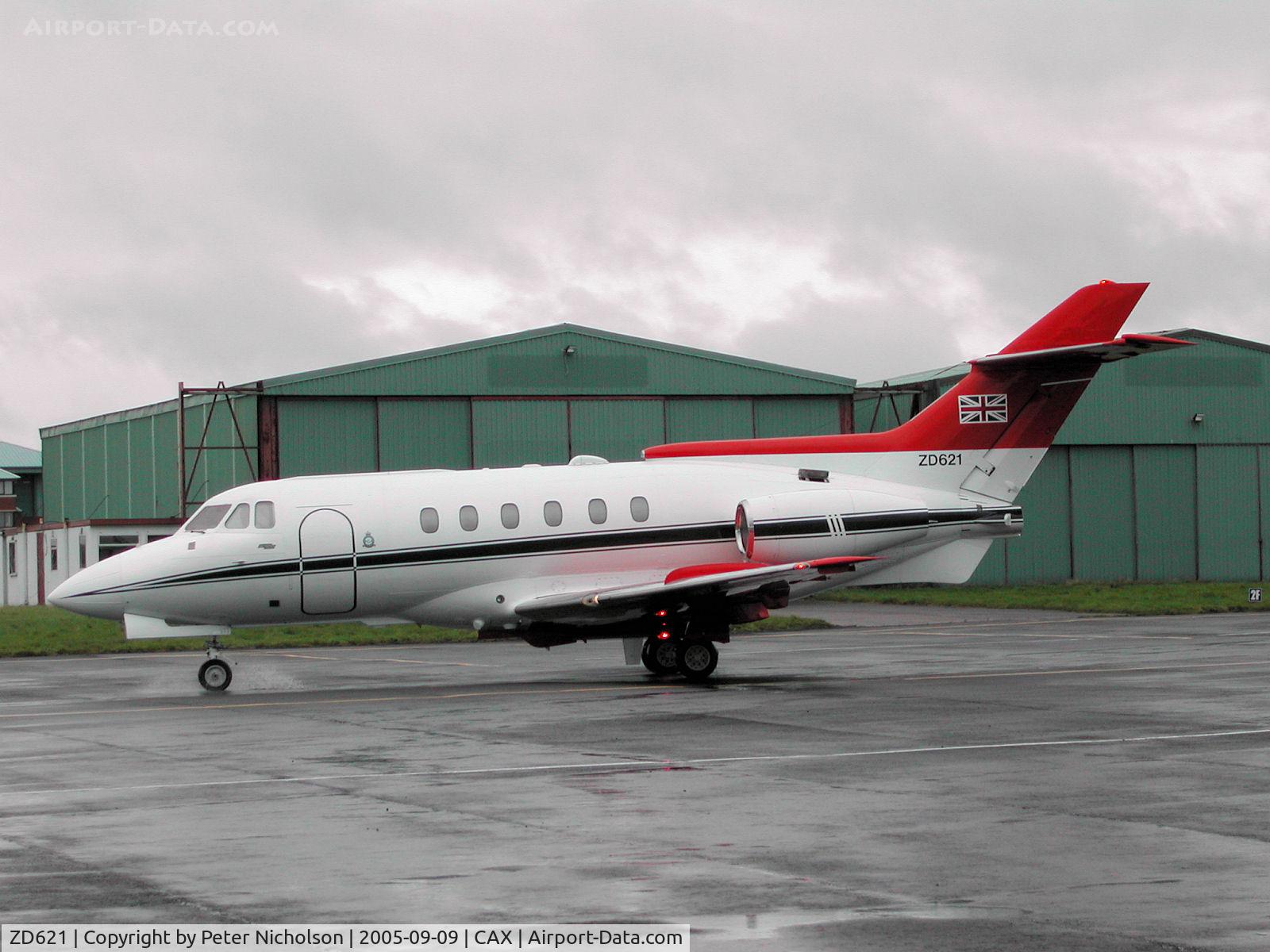 ZD621, 1983 British Aerospace BAe-125 CC.3 C/N 257190, BAe 125 CC.3, callsign Kittyhawk 25, of 32 (TR) Squadron based at RAF Northolt on a visit to Carlisle in September 2005.