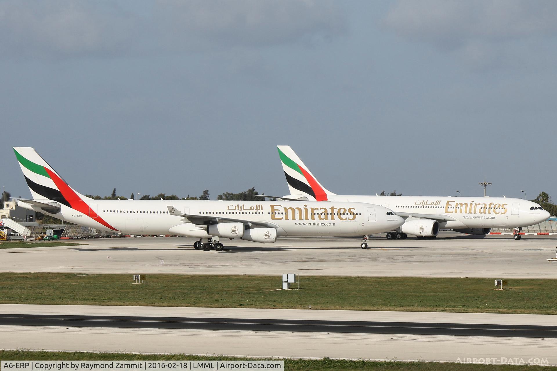 A6-ERP, 1997 Airbus A340-313 C/N 185, Emirates Airlines family A340 A6-ERP and A330 A6-ERV both in Malta