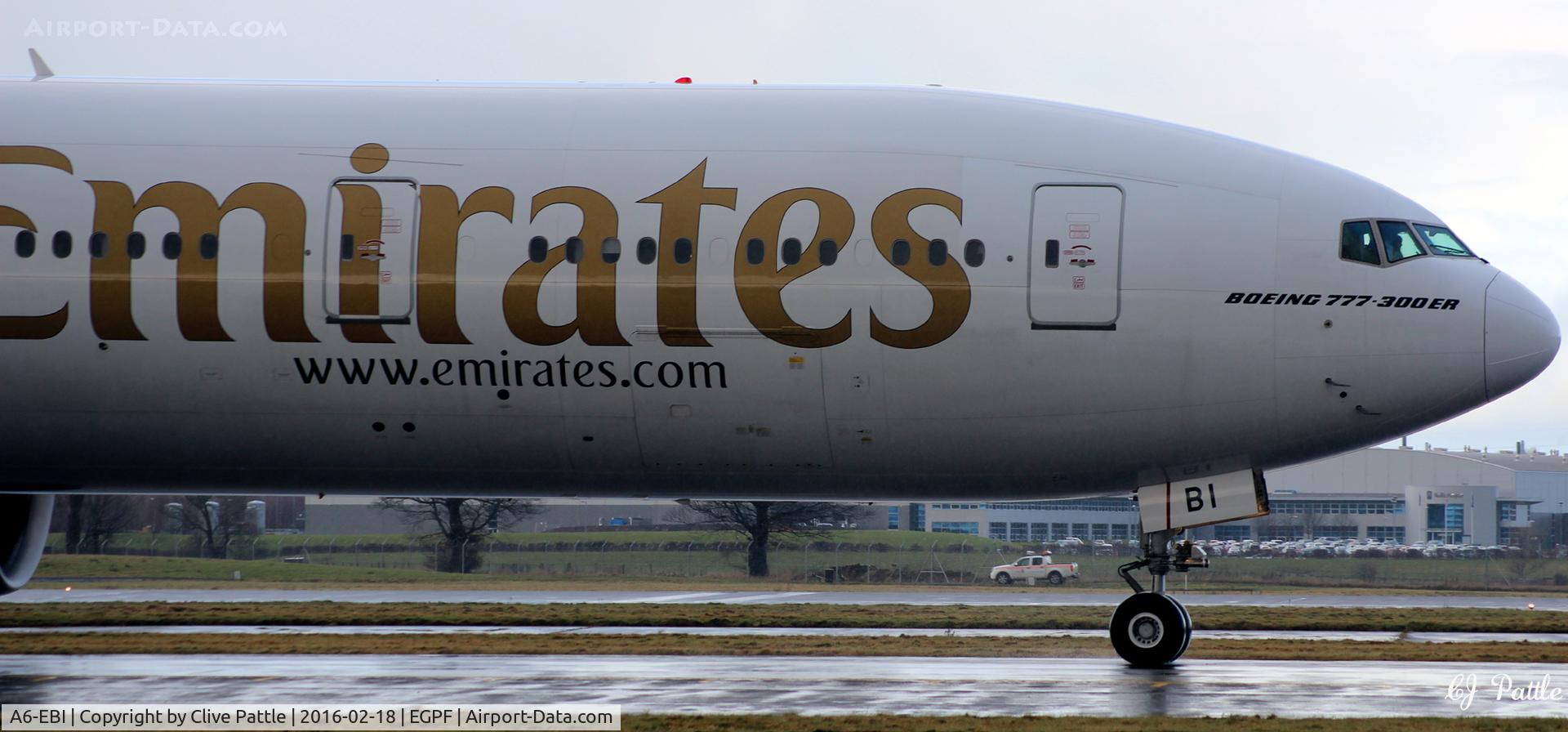 A6-EBI, 2005 Boeing 777-36N/ER C/N 32785, Close-up nose detail at Glasgow EGPF