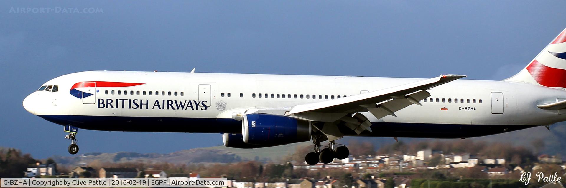 G-BZHA, 1998 Boeing 767-336 C/N 29230, In action at Glasgow EGPF