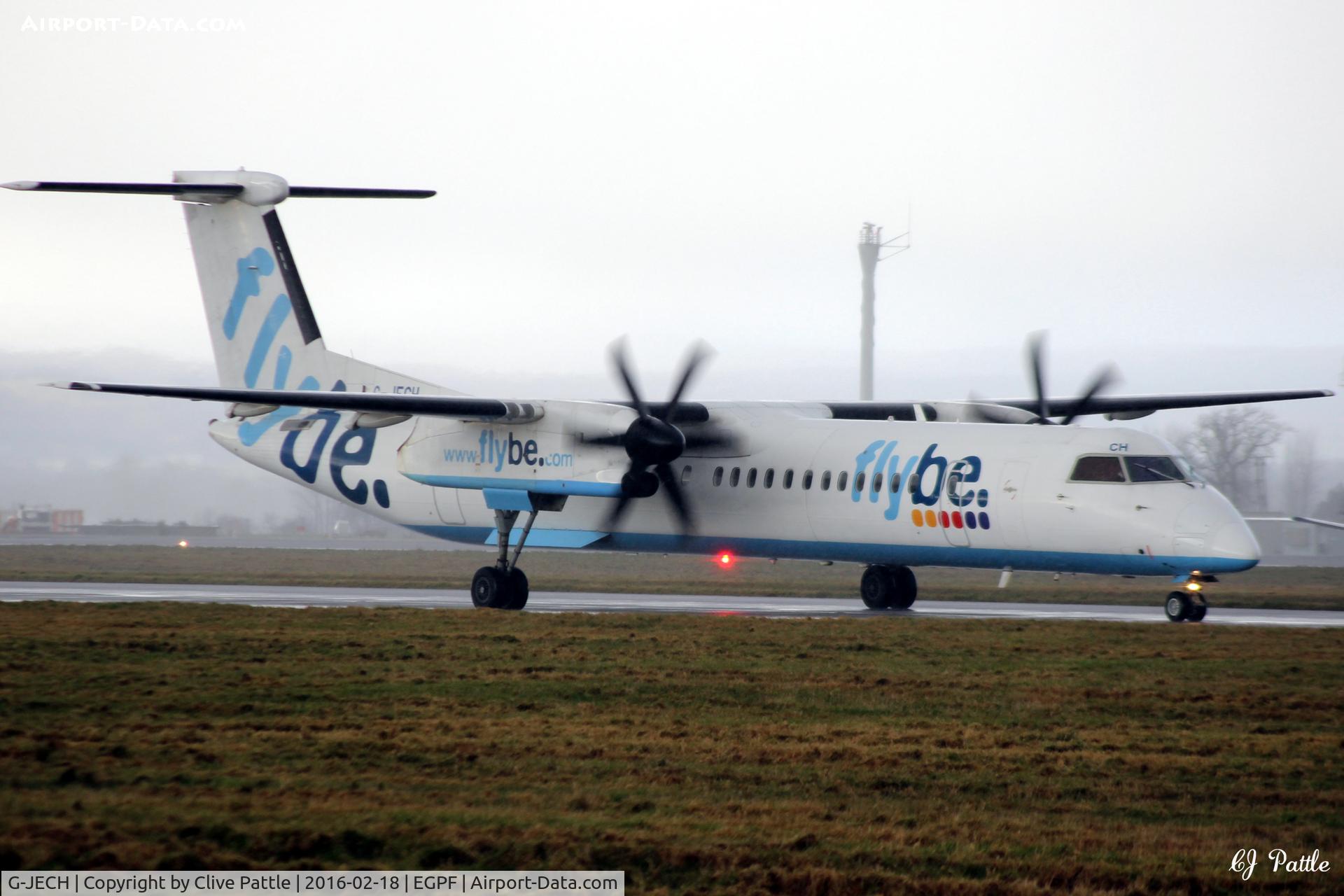 G-JECH, 2005 De Havilland Canada DHC-8-402Q Dash 8 C/N 4103, In action at Glasgow EGPF