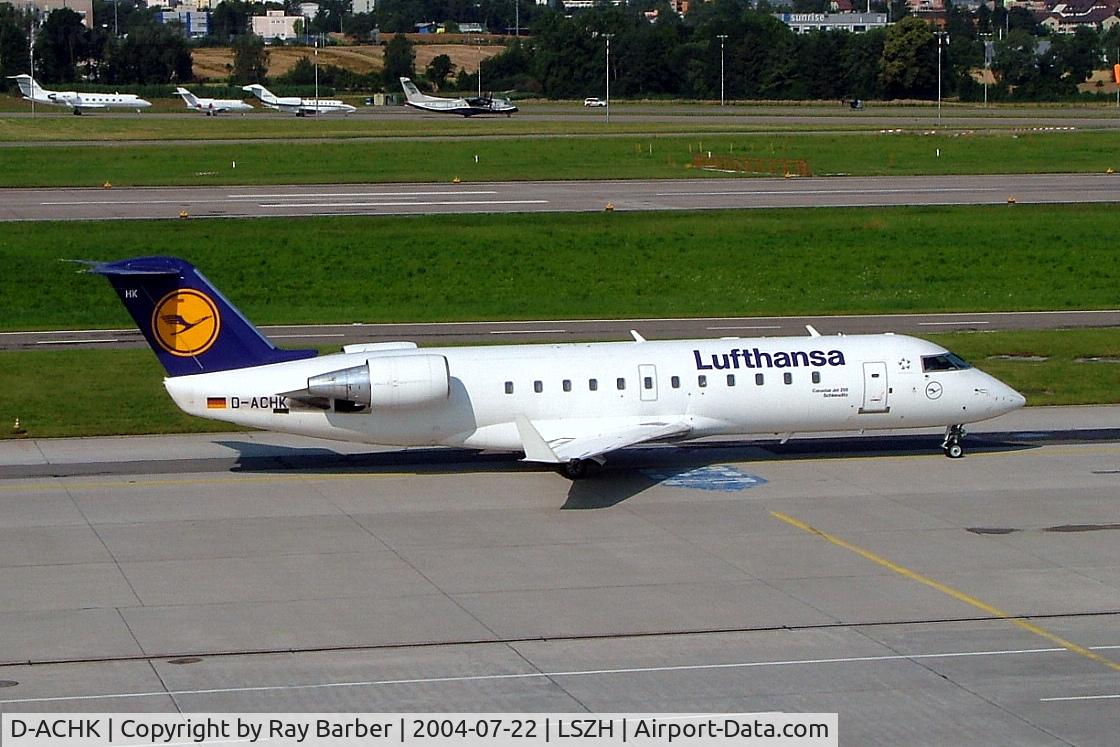 D-ACHK, 2000 Canadair CRJ-200LR (CL-600-2B19) C/N 7499, Canadair CRJ-200LR [7499] (Lufthansa Regional) Zurich~HB 22/07/2004