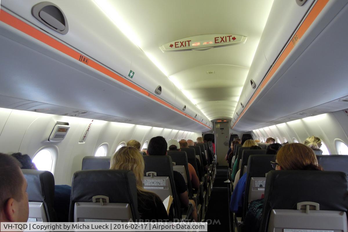 VH-TQD, 2004 De Havilland Canada DHC-8-315 Dash 8 C/N 598, JQ's Dash-8s have a nice interior. Seat pitch feels more generous than on their A320s... (AKL-NSN)