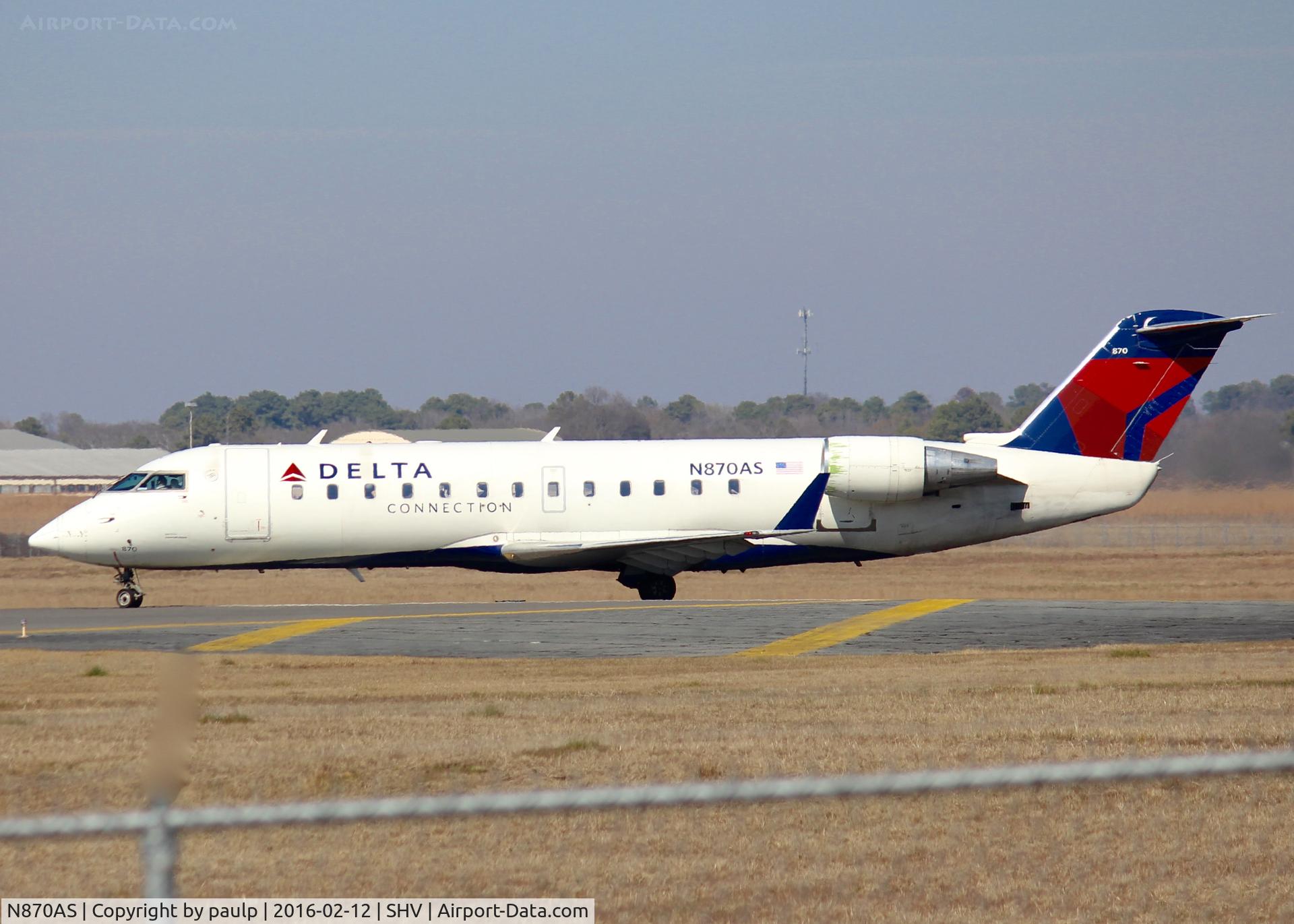 N870AS, 2001 Bombardier CRJ-200ER (CL-600-2B19) C/N 7530, At Shreveport Regional.