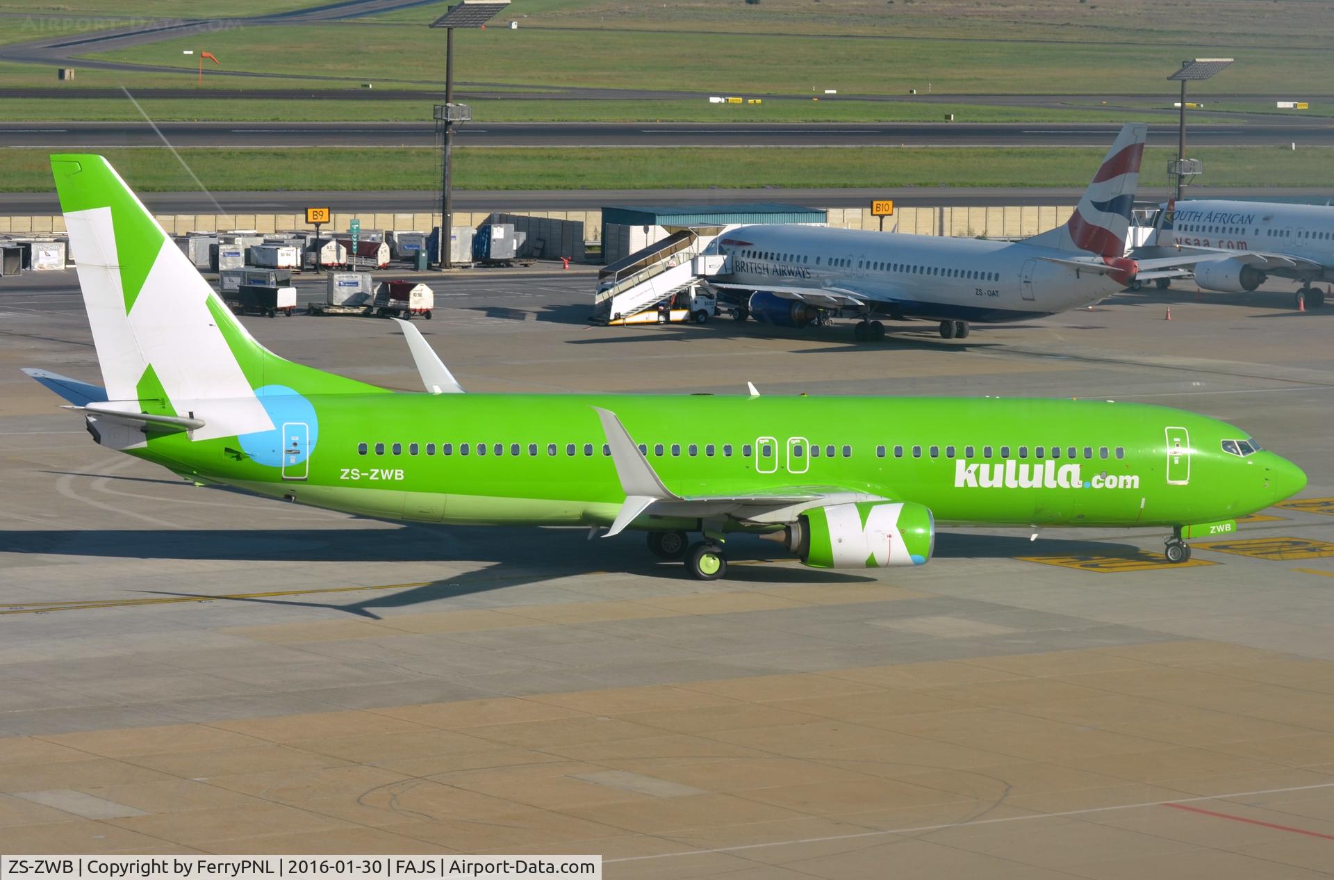 ZS-ZWB, 2012 Boeing 737-8LD C/N 40852, Kulula B738 arriving in JNB