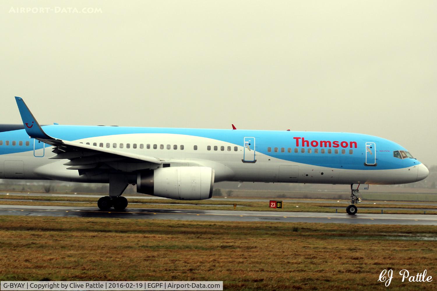 G-BYAY, 1999 Boeing 757-204 C/N 28836, Taxi for departure from Glasgow EGPF