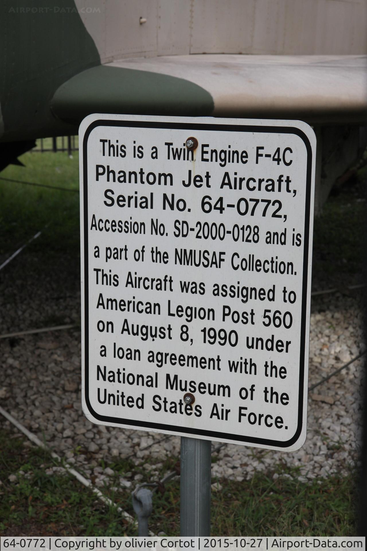 64-0772, 1964 McDonnell GF-4C Phantom II C/N 1072, data