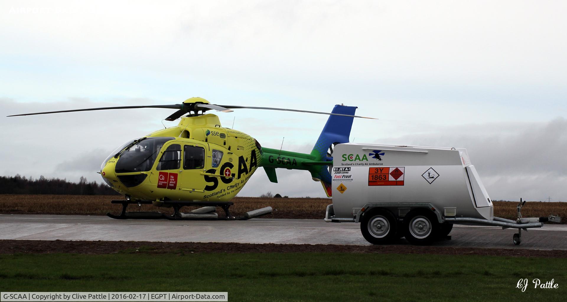 G-SCAA, 2000 Eurocopter EC-135T-2+ C/N 0151, Scottish Air Ambulance - Parked up at Perth EGPT ready to go to someone's aid - ex G-SASB