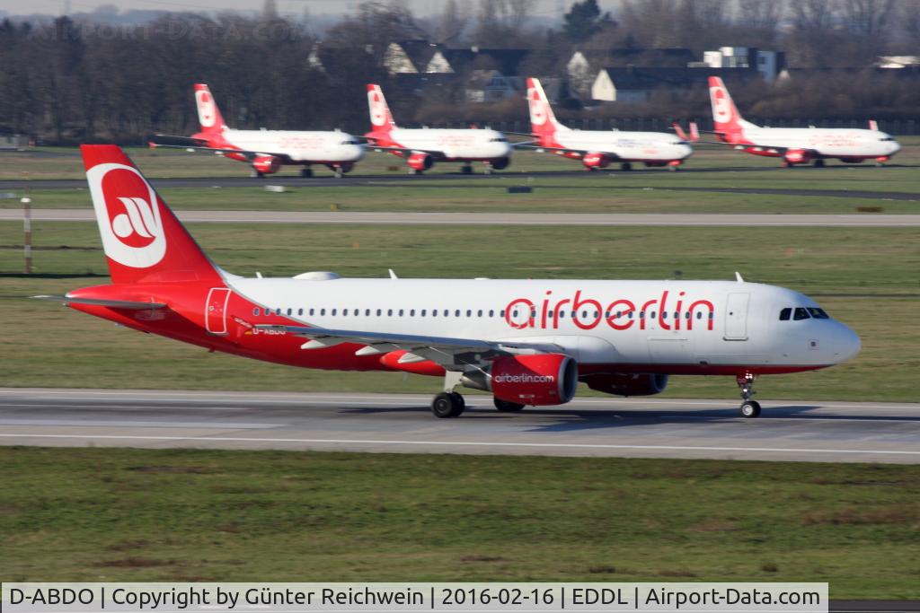 D-ABDO, 2007 Airbus A320-214 C/N 3055, Taxiing with a parade of sister aircraft