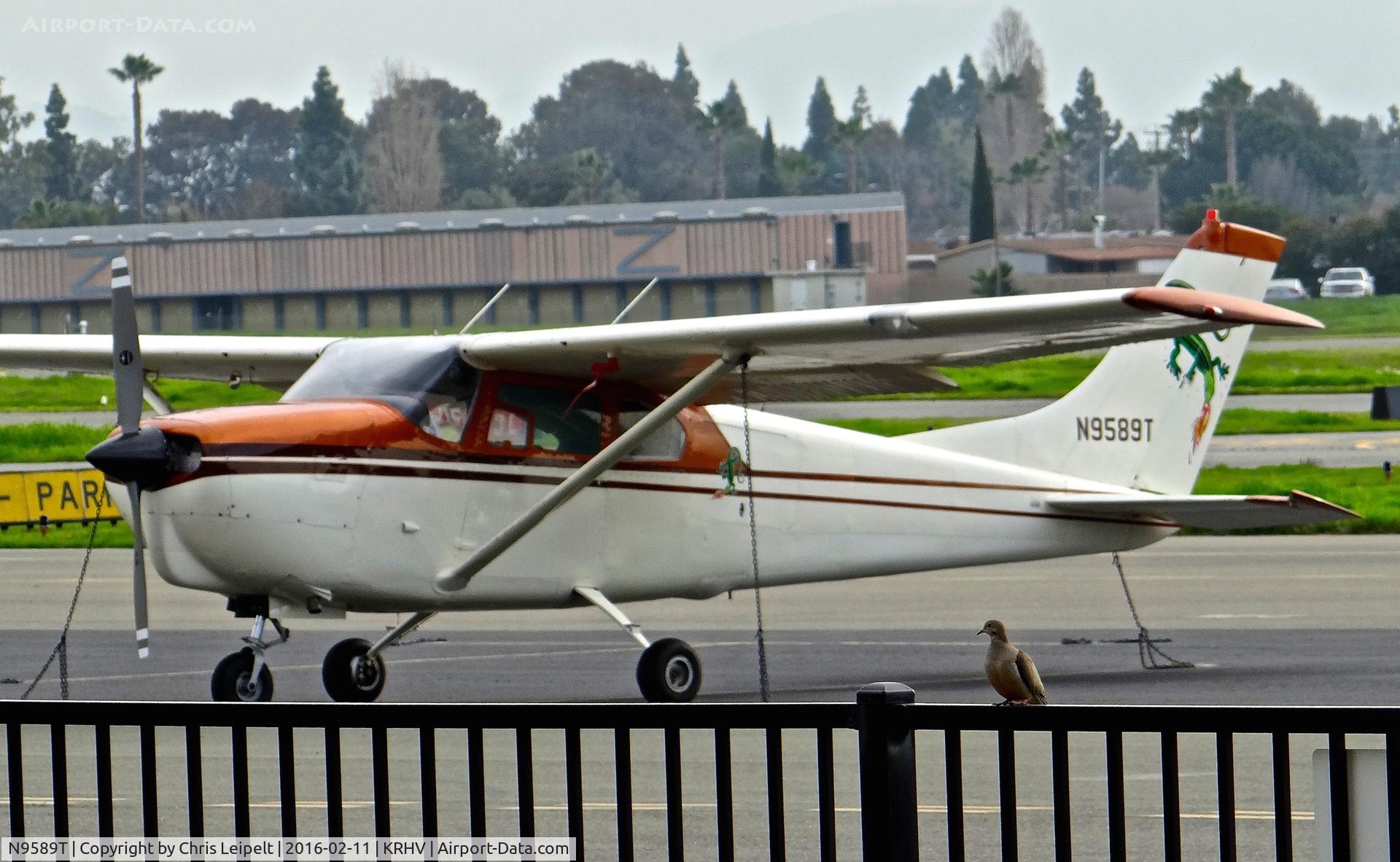 N9589T, 1960 Cessna 210 C/N 57389, Utah-based 1960 Cessna 210 parked on the transient ramp at Reid Hillview Airport, San Jose, CA.