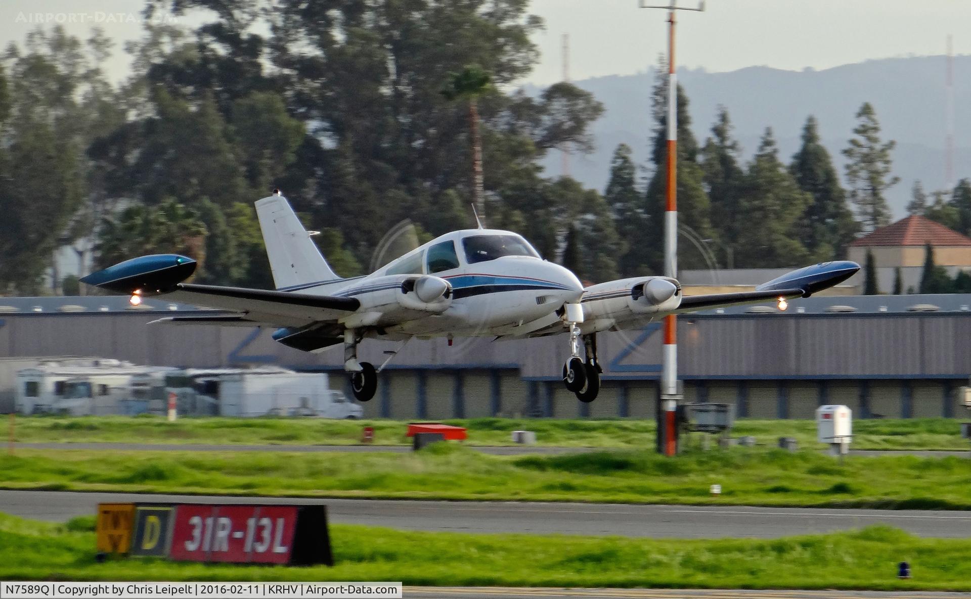 N7589Q, 1970 Cessna 310Q C/N 310Q0089, Temptation Motors LTD (Hayward, CA) 1970 Cessna 310Q departing at Reid Hillview Airport, San Jose, CA.