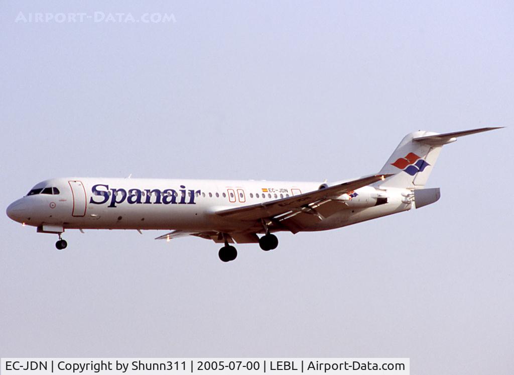 EC-JDN, 1991 Fokker 100 (F-28-0100) C/N 11322, Landing rwy 25