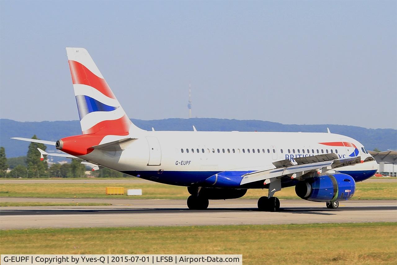 G-EUPF, 2000 Airbus A319-131 C/N 1197, Airbus A319-131, Reverse thrust landing rwy 15, Bâle-Mulhouse-Fribourg airport (LFSB-BSL)