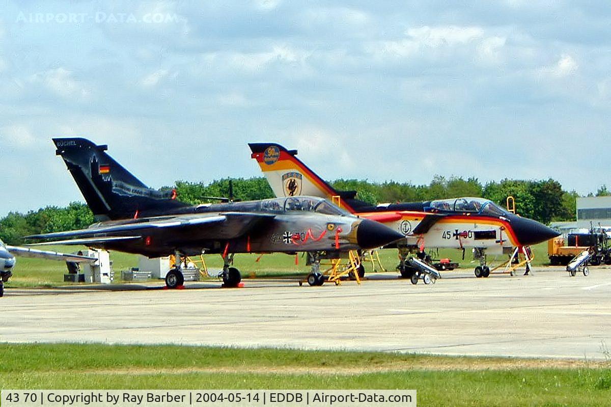 43 70, Panavia Tornado IDS C/N 184/GS043/4070, BAe/Panavia Tornado IDS [GS043] (German Air Force) Berlin-Schonefeld~D 14/05/2004. Seen here with 45+30 both in special schemes.