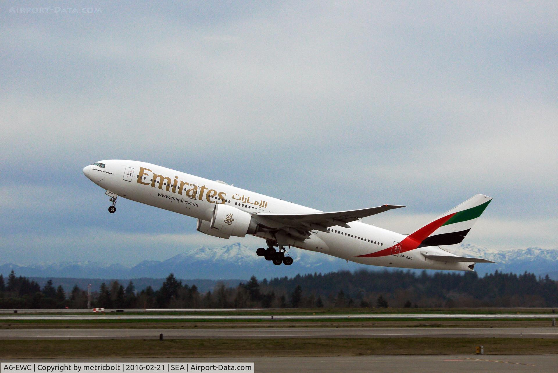 A6-EWC, 2007 Boeing 777-21H/LR C/N 35576, Departure from SeaTac