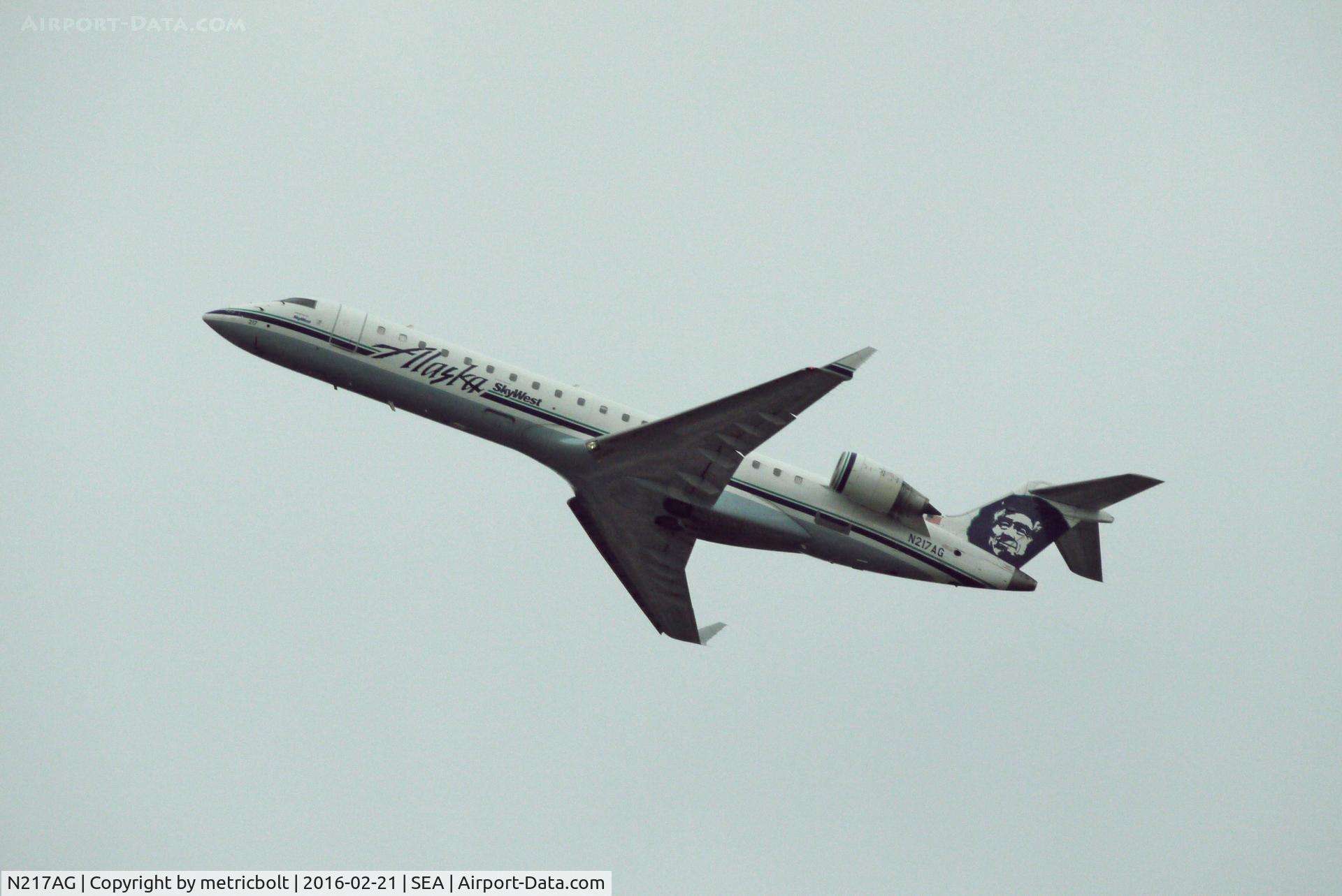 N217AG, 2001 Bombardier CRJ-701 (CL-600-2C10) Regional Jet C/N 10031, Departure from SeaTac