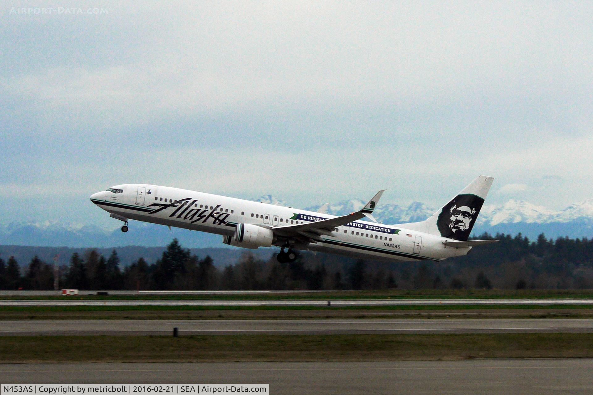 N453AS, 2014 Boeing 737-990/ER C/N 36354, Departure from SeaTac
