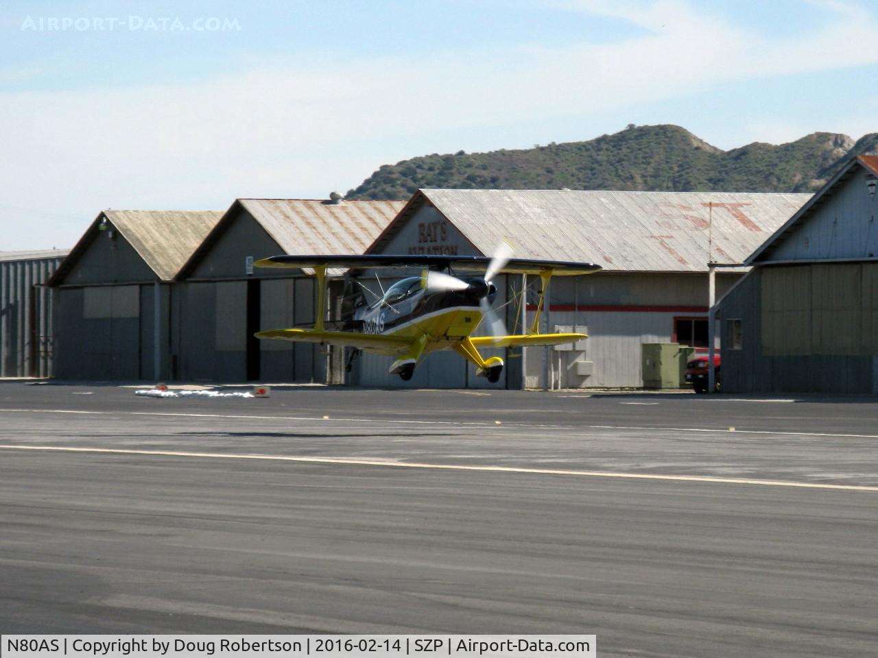 N80AS, 1992 Pitts S-2B Special C/N 5244, 1992 Pitts Aerobatics S-2B SPECIAL, Lycoming AEIO-540-D4A5 260 Hp, Production Pitts landing fast Rwy 22