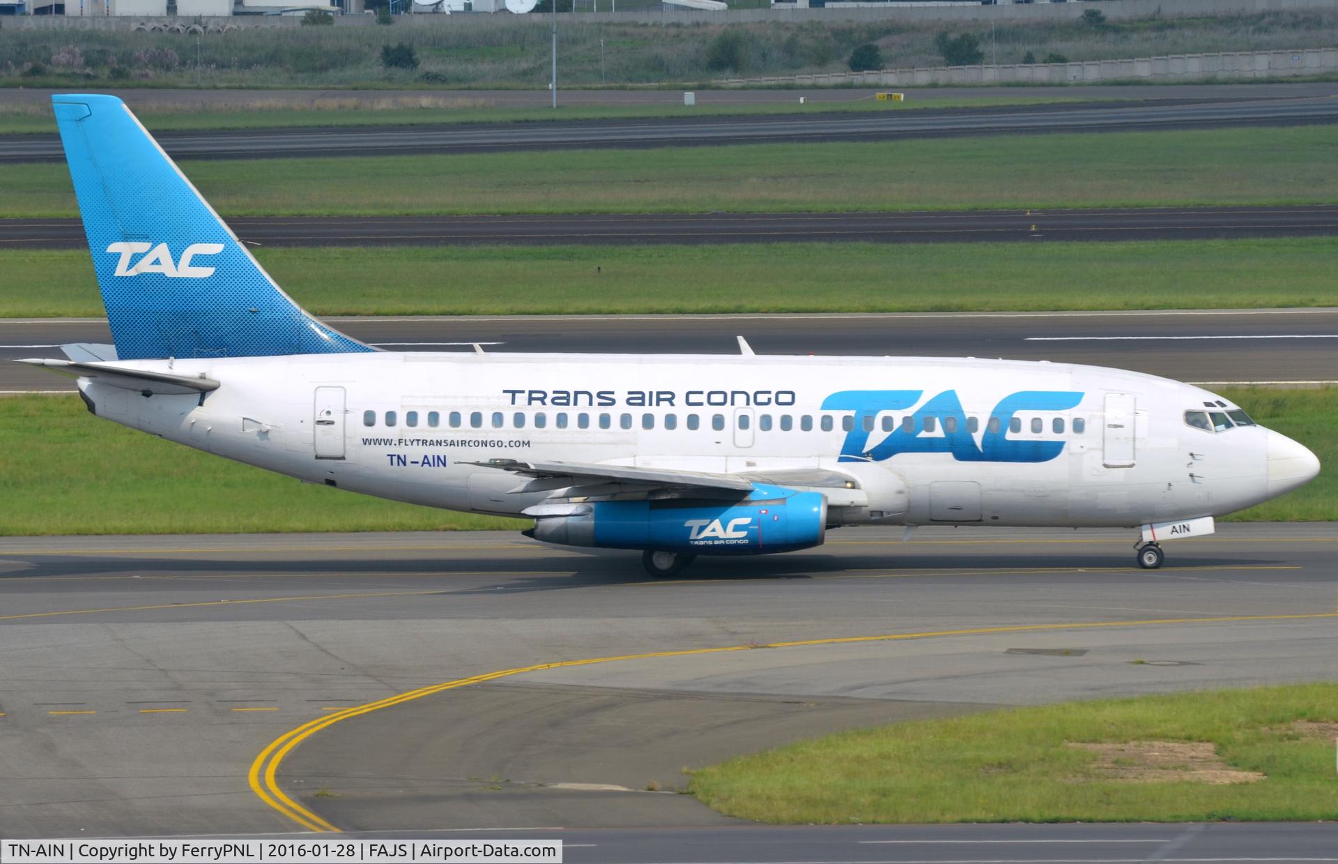 TN-AIN, 1985 Boeing 737-236 C/N 23172, Trans Air Congo classic B732 taxying out, the catch of the day!