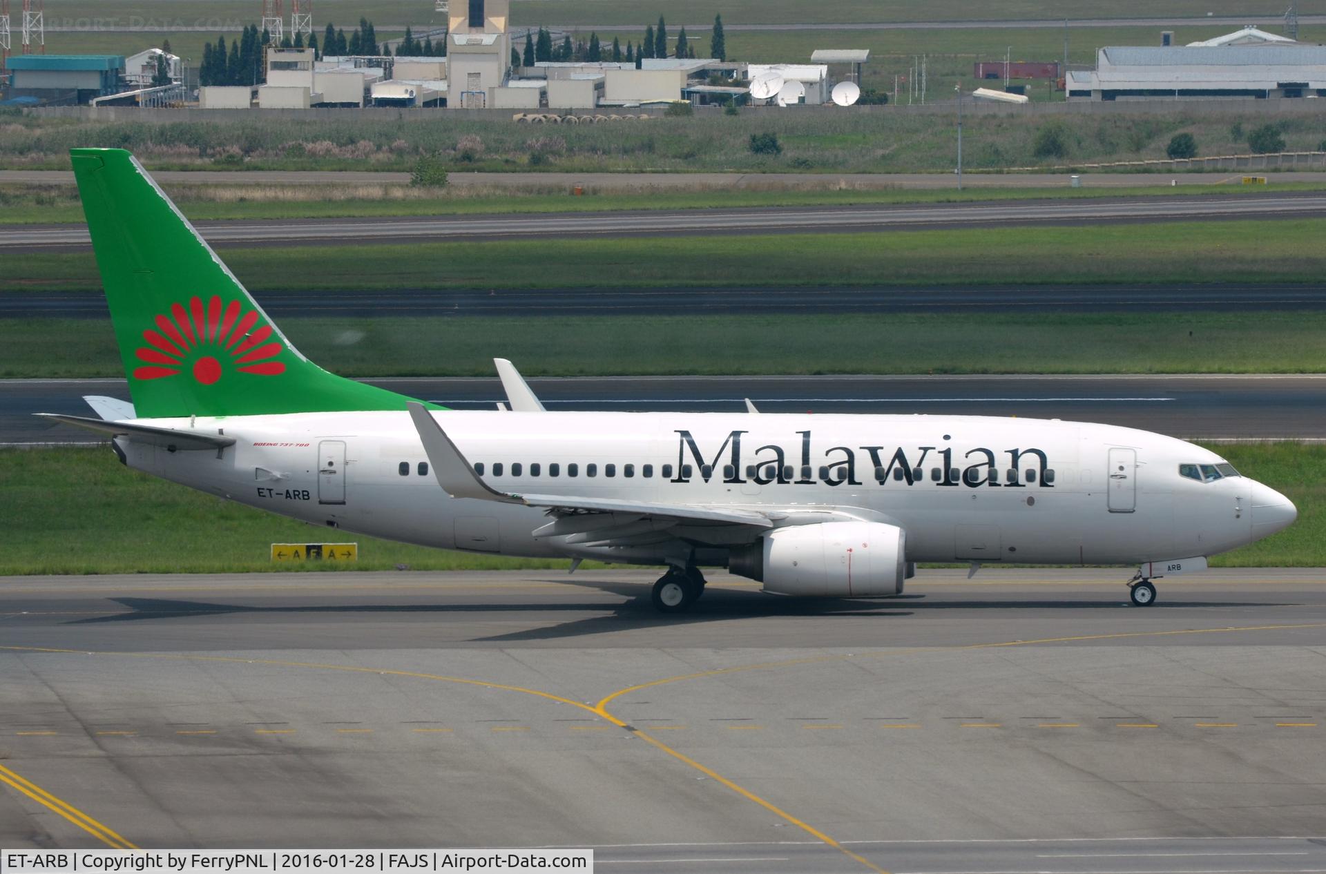 ET-ARB, 2007 Boeing 737-7Q8 C/N 30687, B737 taxying out for its return flight to Malawi.